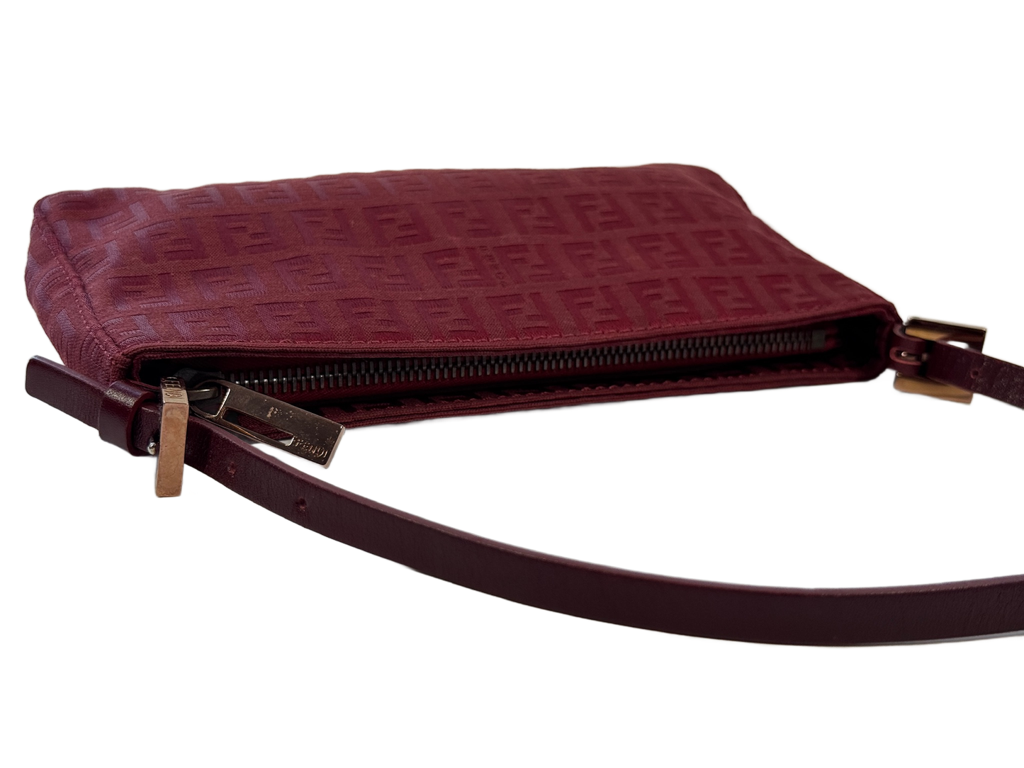 Fendi Vintage Red Zucca Monogram Mini Pochette Bag