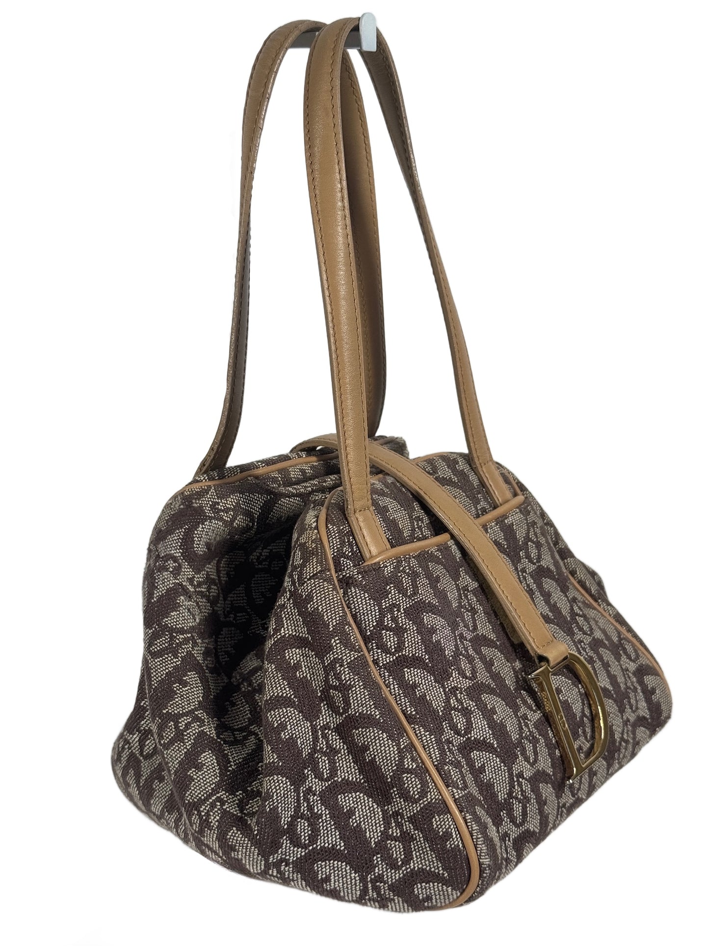 Dior Vintage 2002 Brown Trotter Monogram Canvas Origami Top Handle Bag