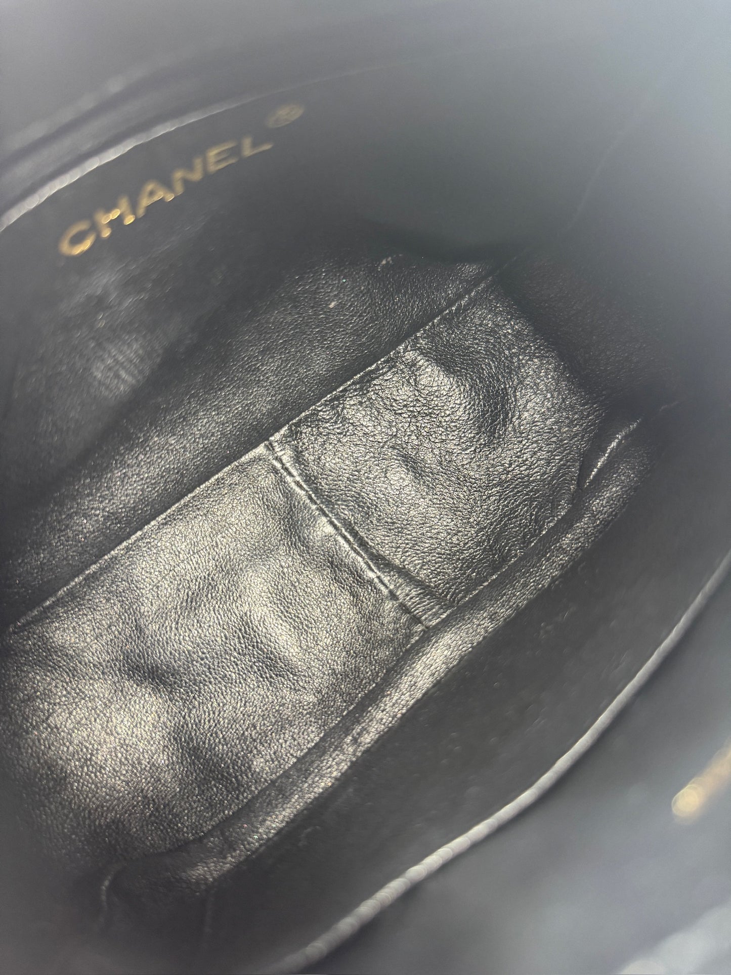 Chanel Vintage 90s Navy Blue Diagonal Quilted Lambskin Leather Tassel Camera Bag w 24K Gold Plated Hardware