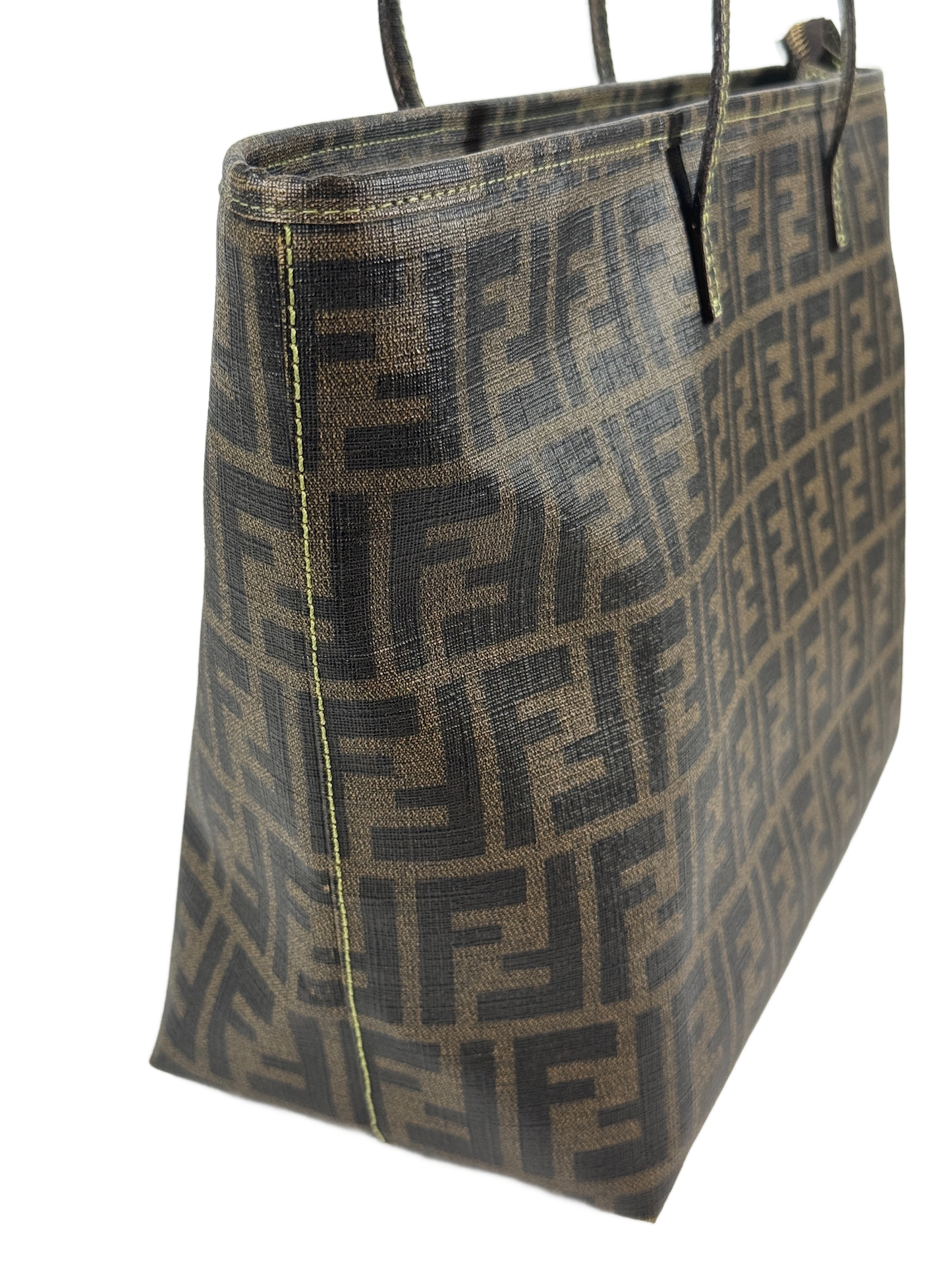 Fendi Vintage Brown Zucca Coated Monogram Canvas Shoulder Tote Bag