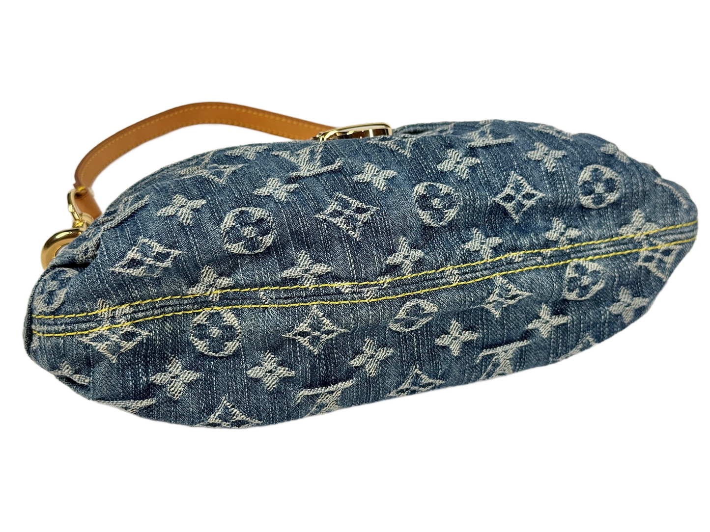 Louis Vuitton Vintage 2006 Blue Denim Monogram Mini Pleaty Pochette Shoulder Bag