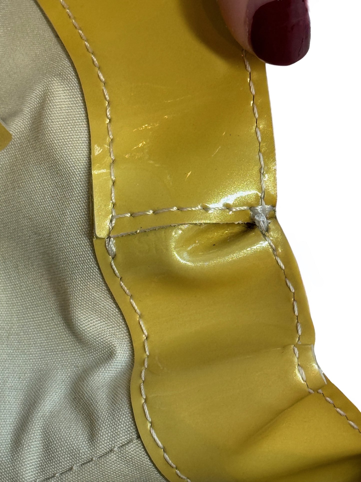 Louis Vuitton Vintage 2002 Yellow Vernis Monogram Wilshire PM Top Handle Bag