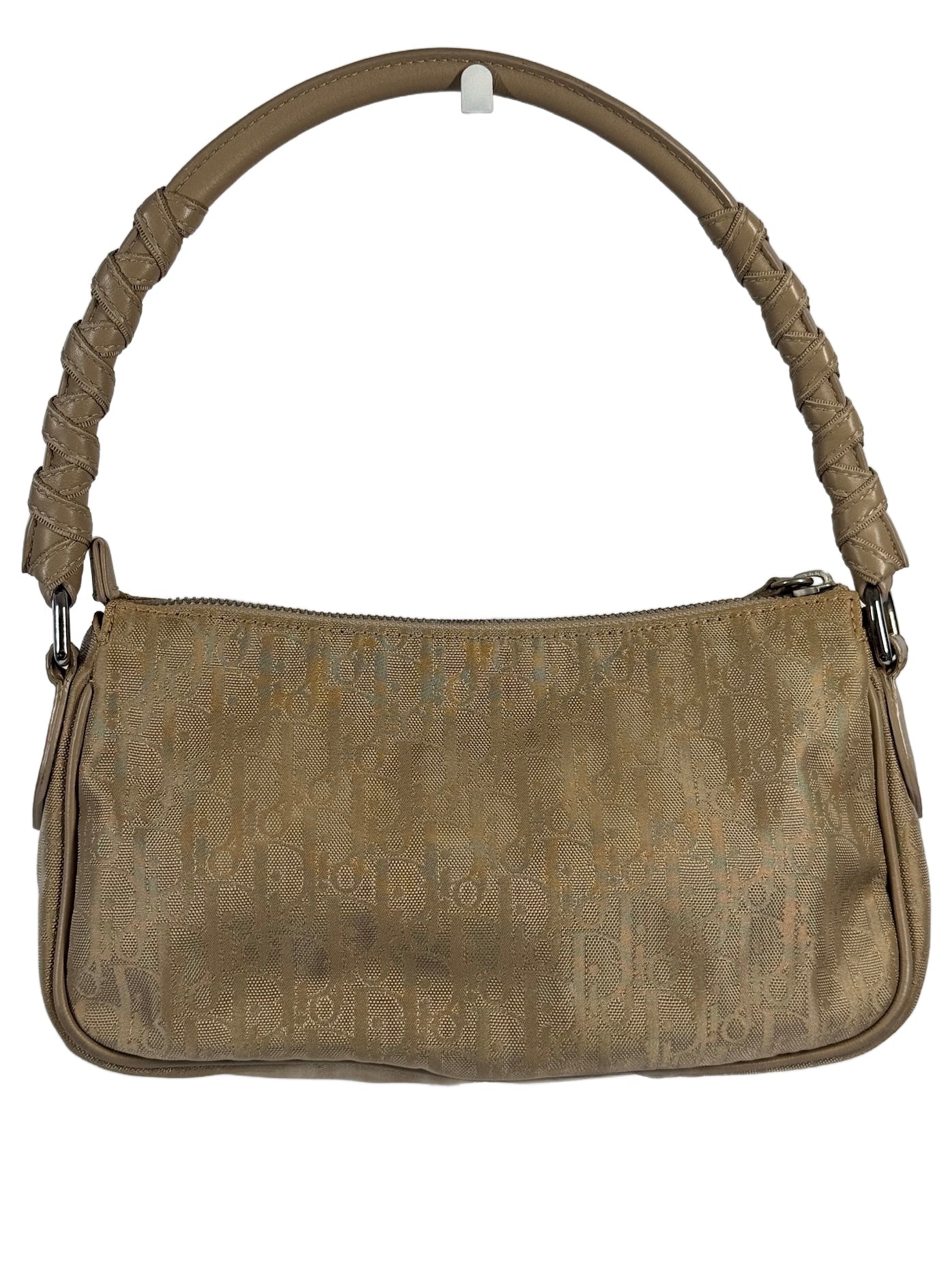 Dior Vintage 2007 Beige Satin Trotter Diorissimo Monogram Pochette Shoulder Bag