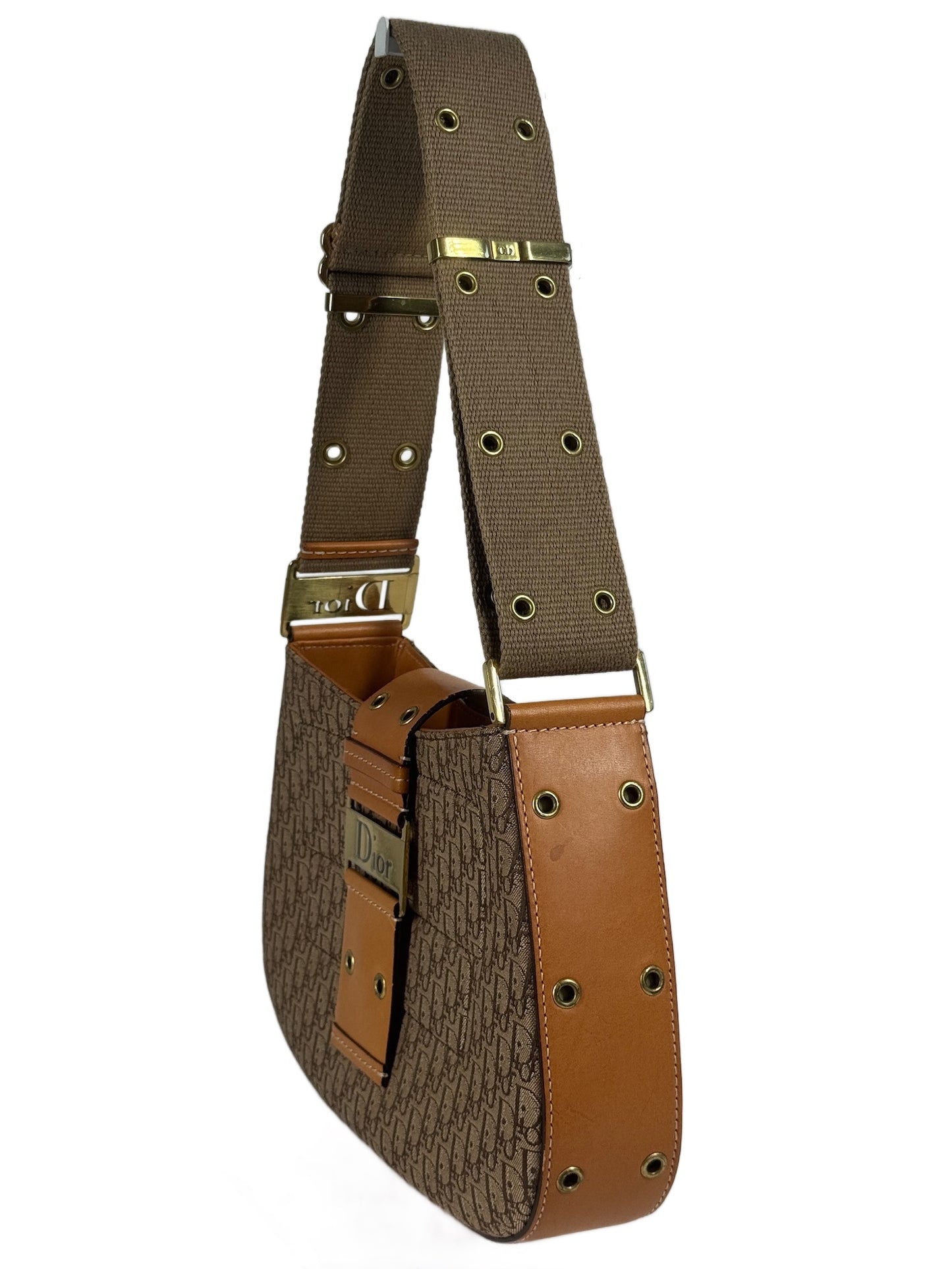 Dior Vintage 2002 Brown Trotter Diorissimo Monogram Canvas Columbus Street Chic Shoulder Bag