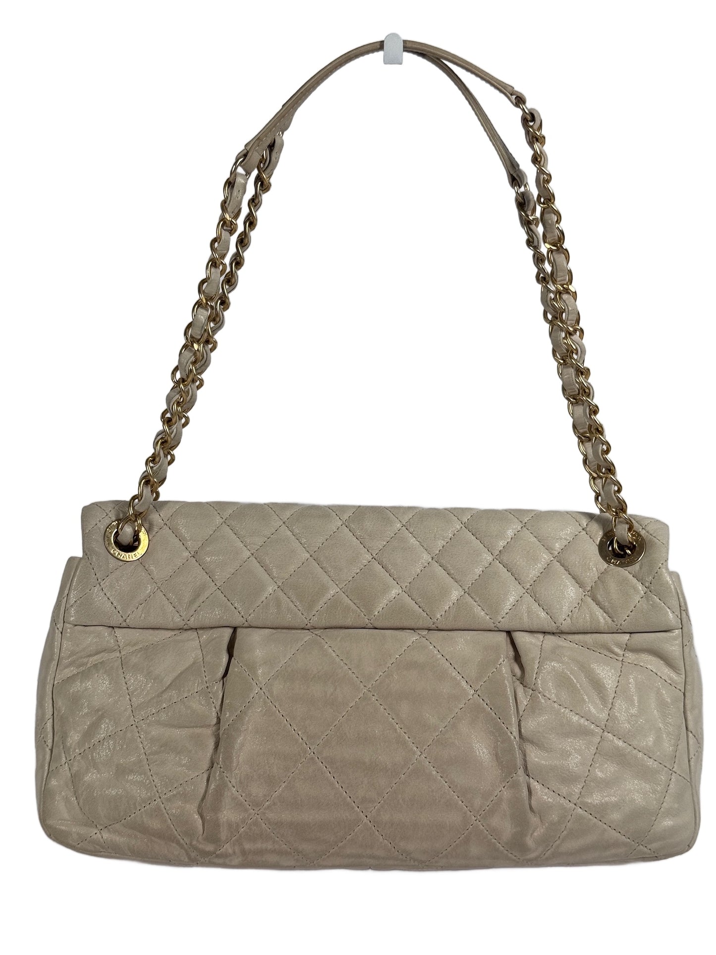 Chanel Iridescent Ivory Quilted Calfskin Large Chic Flap Shoulder Bag