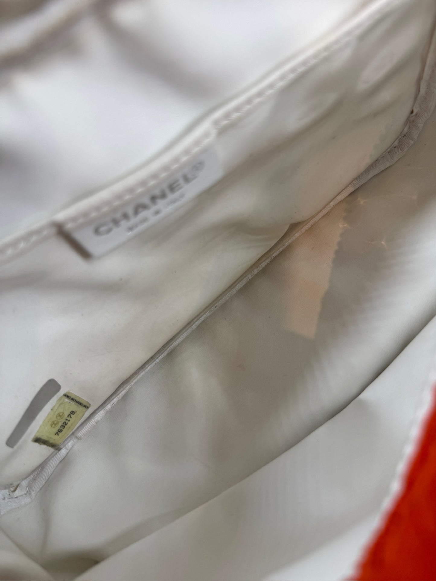 Chanel Vintage 00s Orange CC Logo Terry Cloth Sport Line Flap Bag w White Resin Chainlink Hardware