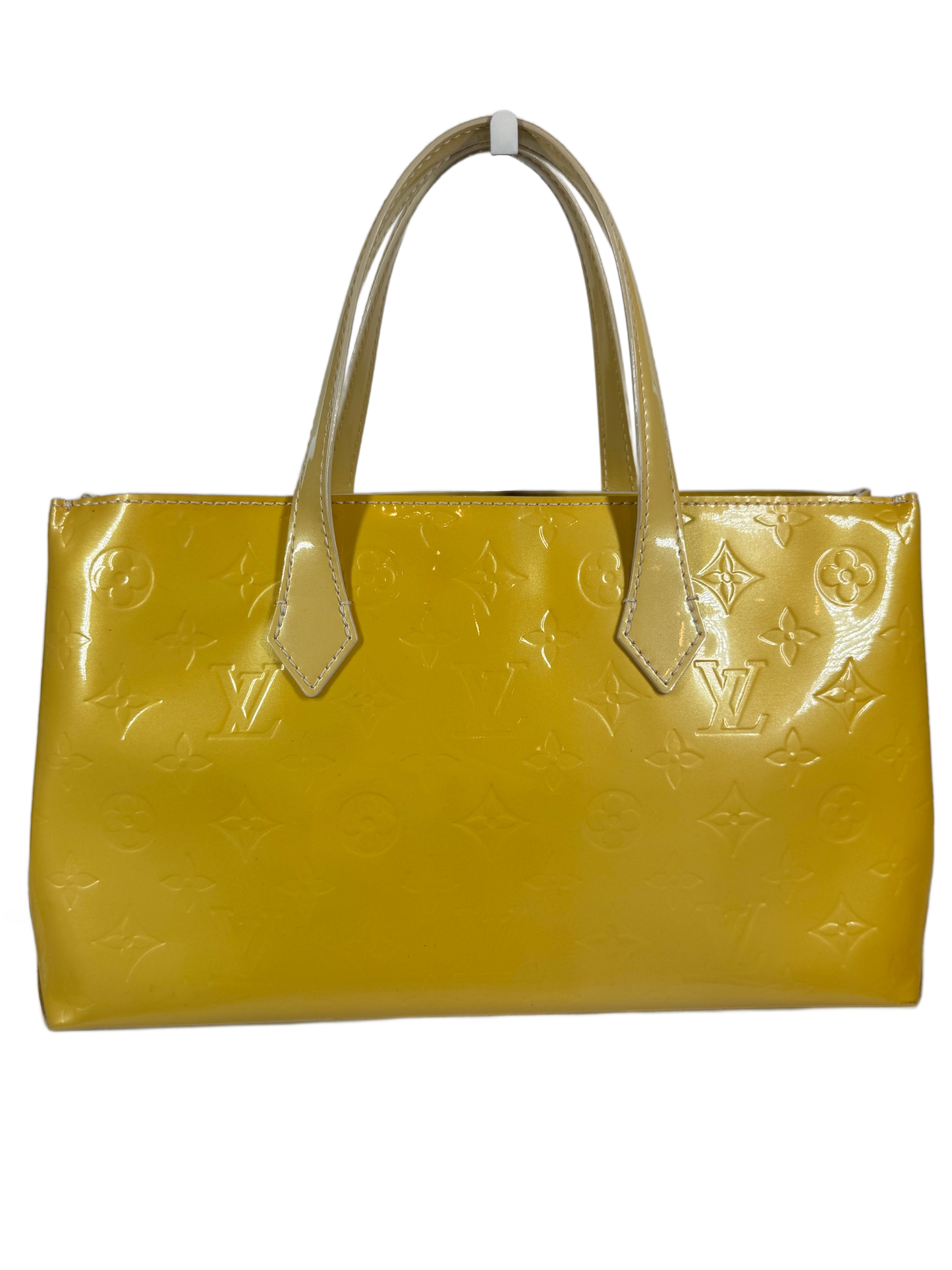 Louis Vuitton Vintage 2002 Yellow Vernis Monogram Wilshire PM Top Handle Bag