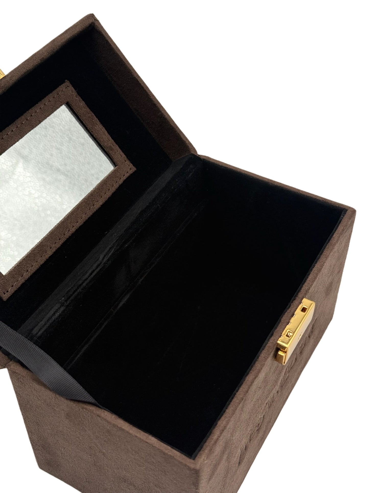 YSL / Yves Saint Laurent Vintage Brown Suede Mini Trunk Vanity Jewelry Case Box