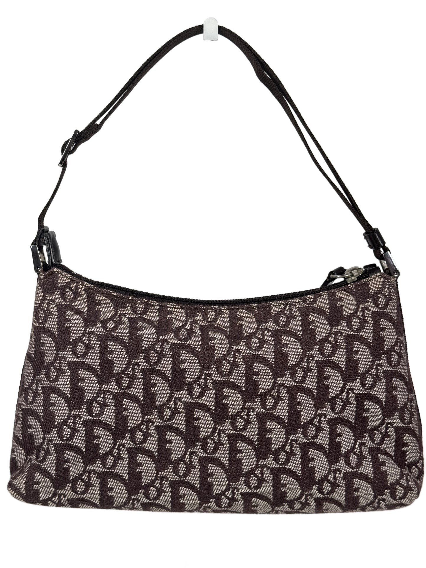 Dior Vintage 2002 Brown Trotter Diorissimo Monogram Canvas Mini Pochette Shoulder Bag