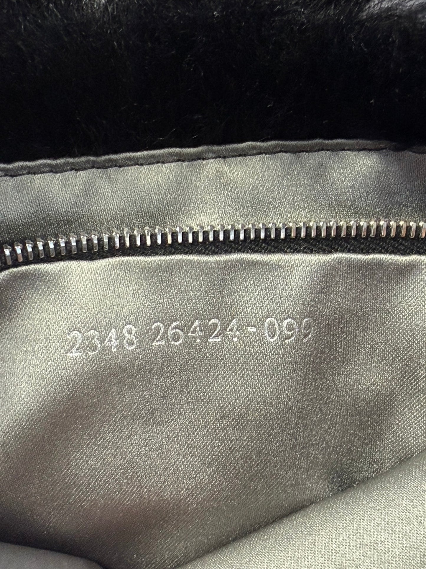 Fendi Vintage Black Rabbit Fur Shoulder Baguette Bag