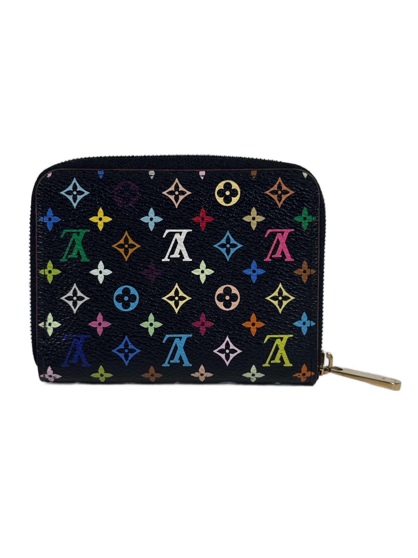 Louis Vuitton Vintage Multicolor Noir / Black Monogram Mini Zippy Coin Purse Card Holder Wallet