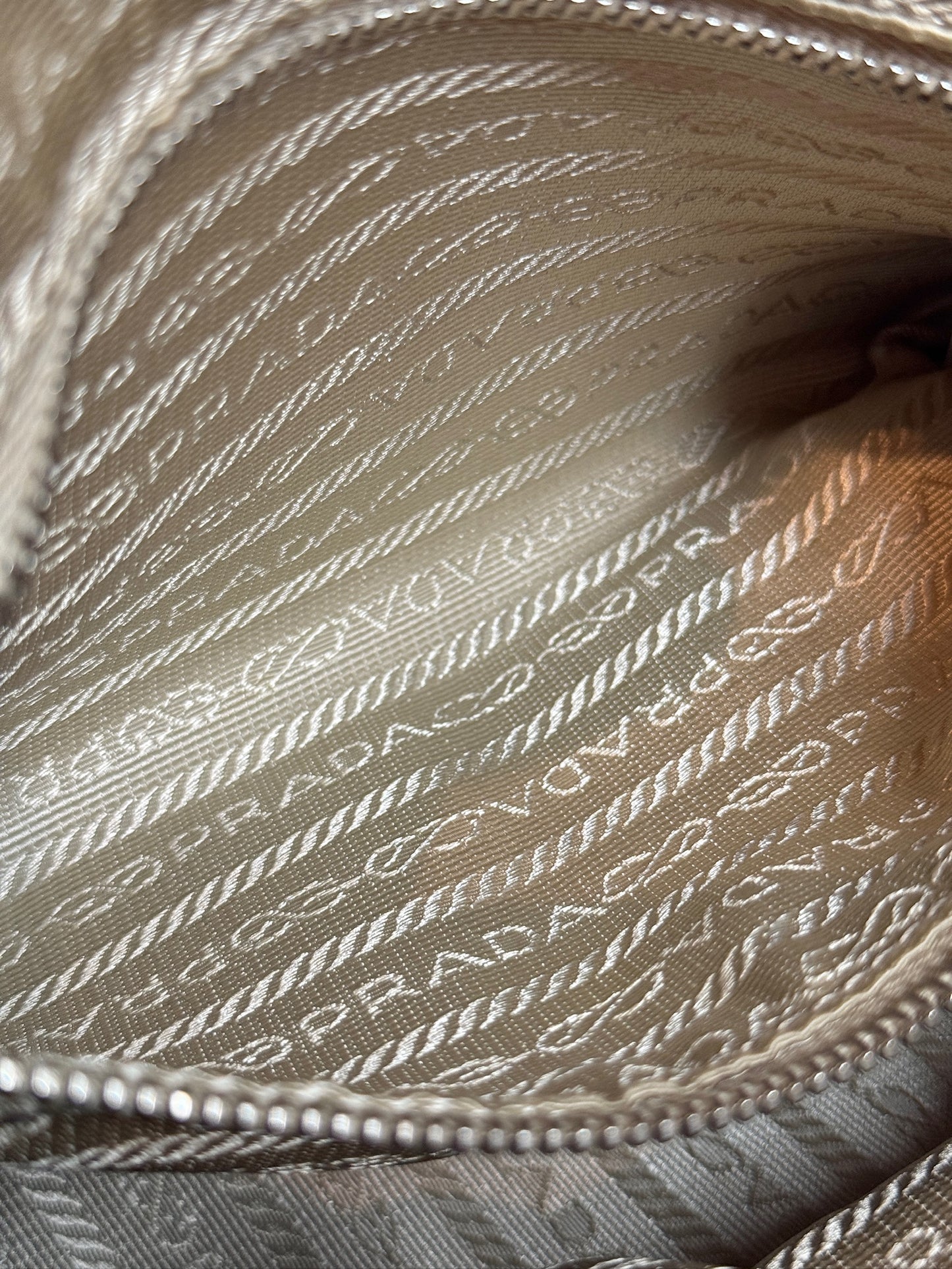 Prada Vintage Beige Pebbled Leather Small Shoulder Bag