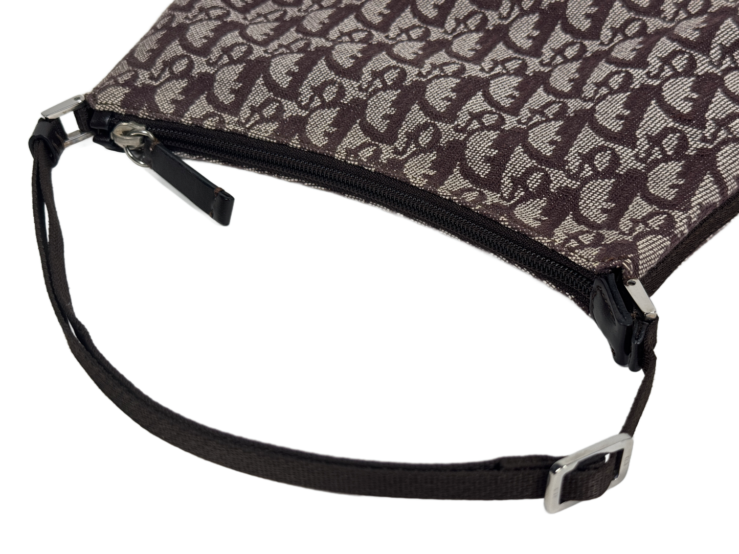 Dior Vintage 2002 Brown Trotter Diorissimo Monogram Canvas Mini Pochette Shoulder Bag