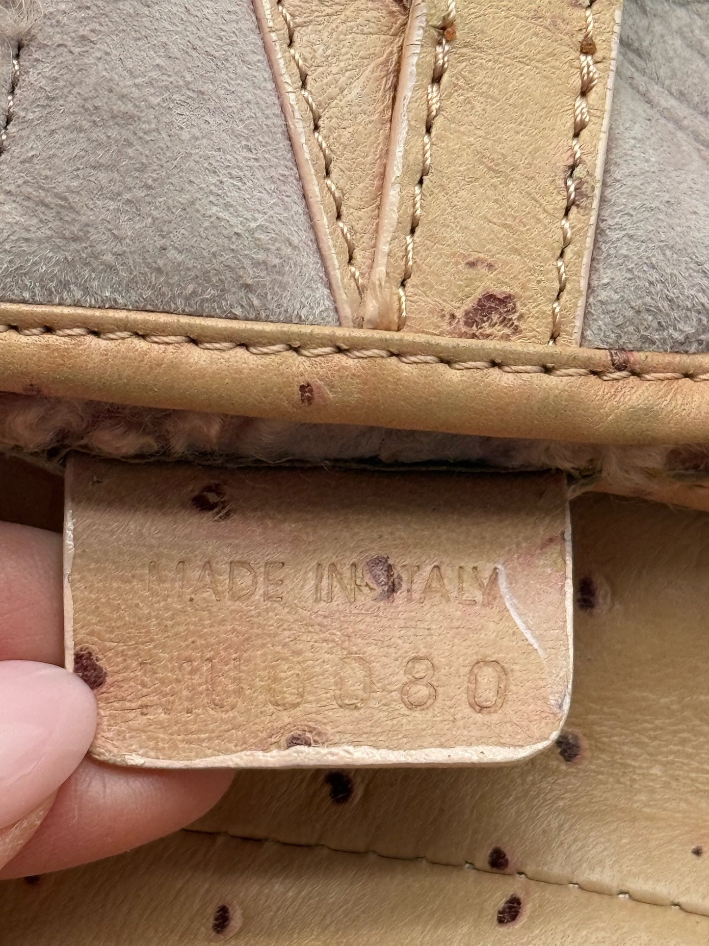Dior Vintage 2000 Light Pink Micro Suede Shearling & Ostrich Trim Medium Saddle Shoulder Bag