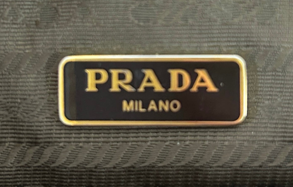 Prada Vintage Brown Jacquard Canapa Logo Small Wristlet Clutch Pochette