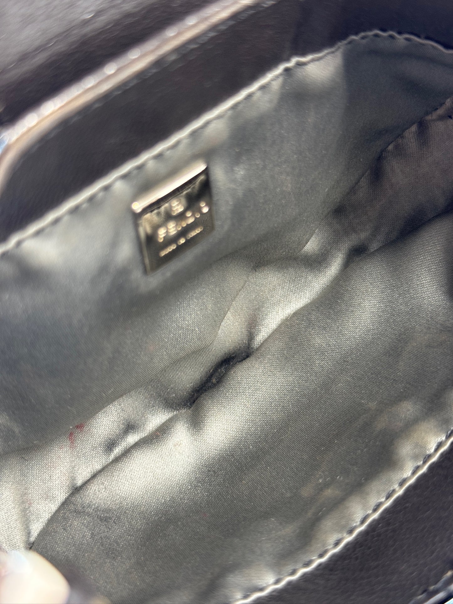 Fendi Vintage Iridescent Black Beaded Mini Croissant Baguette Bag