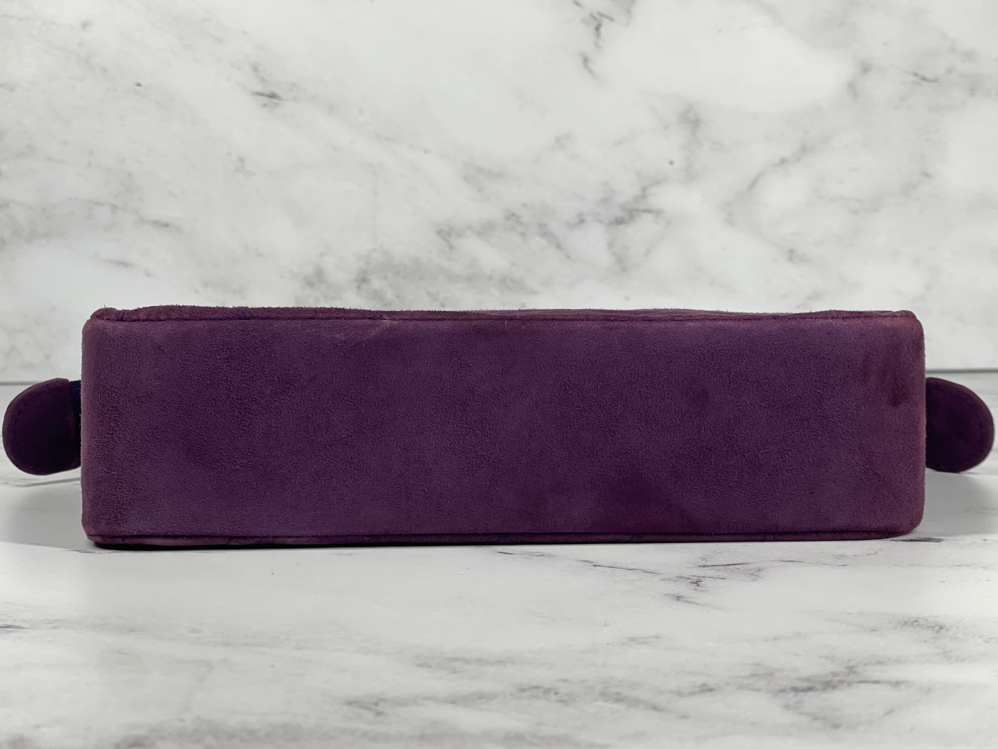 Chanel Vintage 1 Series Eggplant Purple Suede Chain Shoulder Bag w 24K GPHW