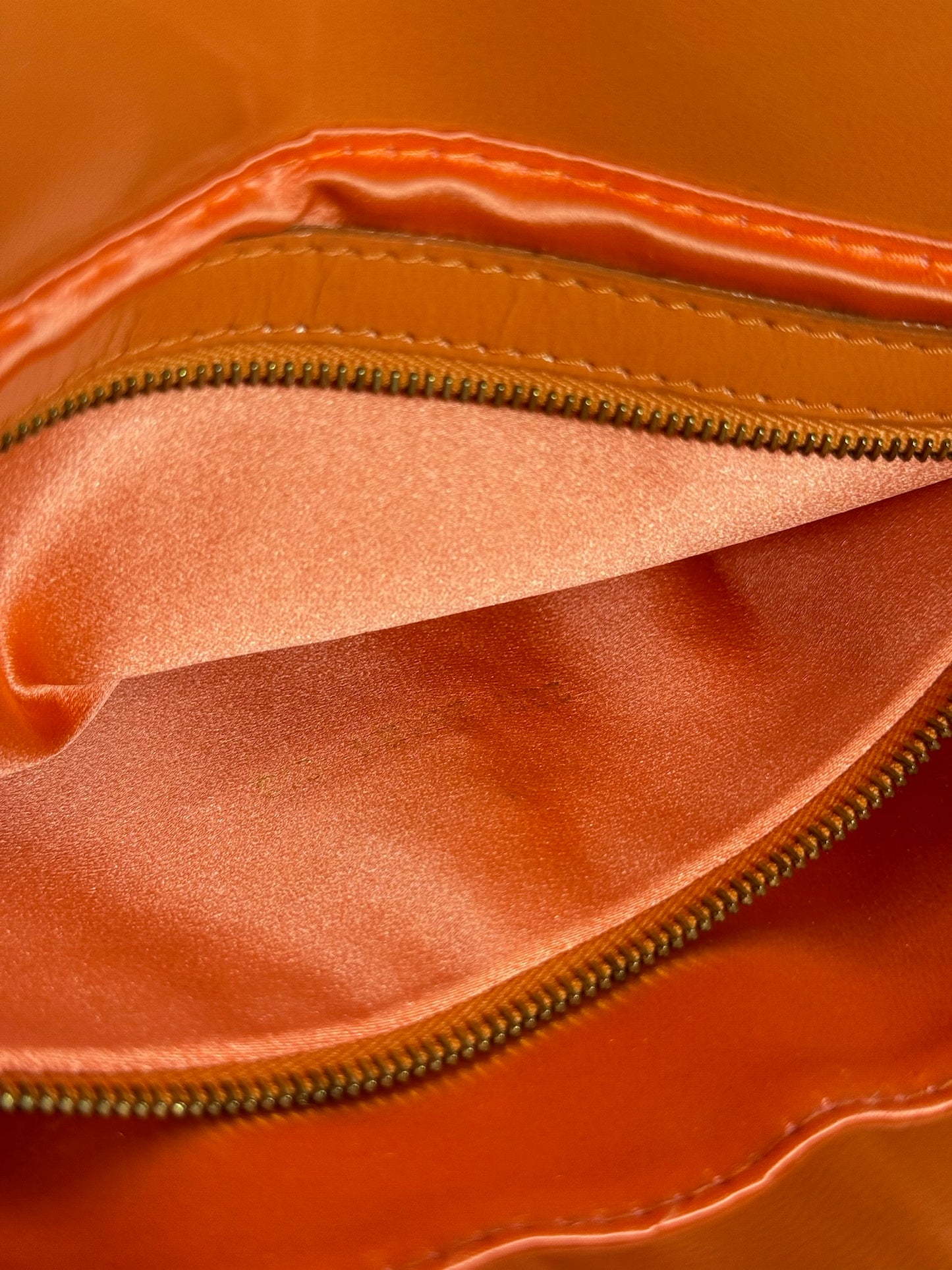 Fendi Vintage Orange Leather Metallic Red Shoulder Baguette Bag