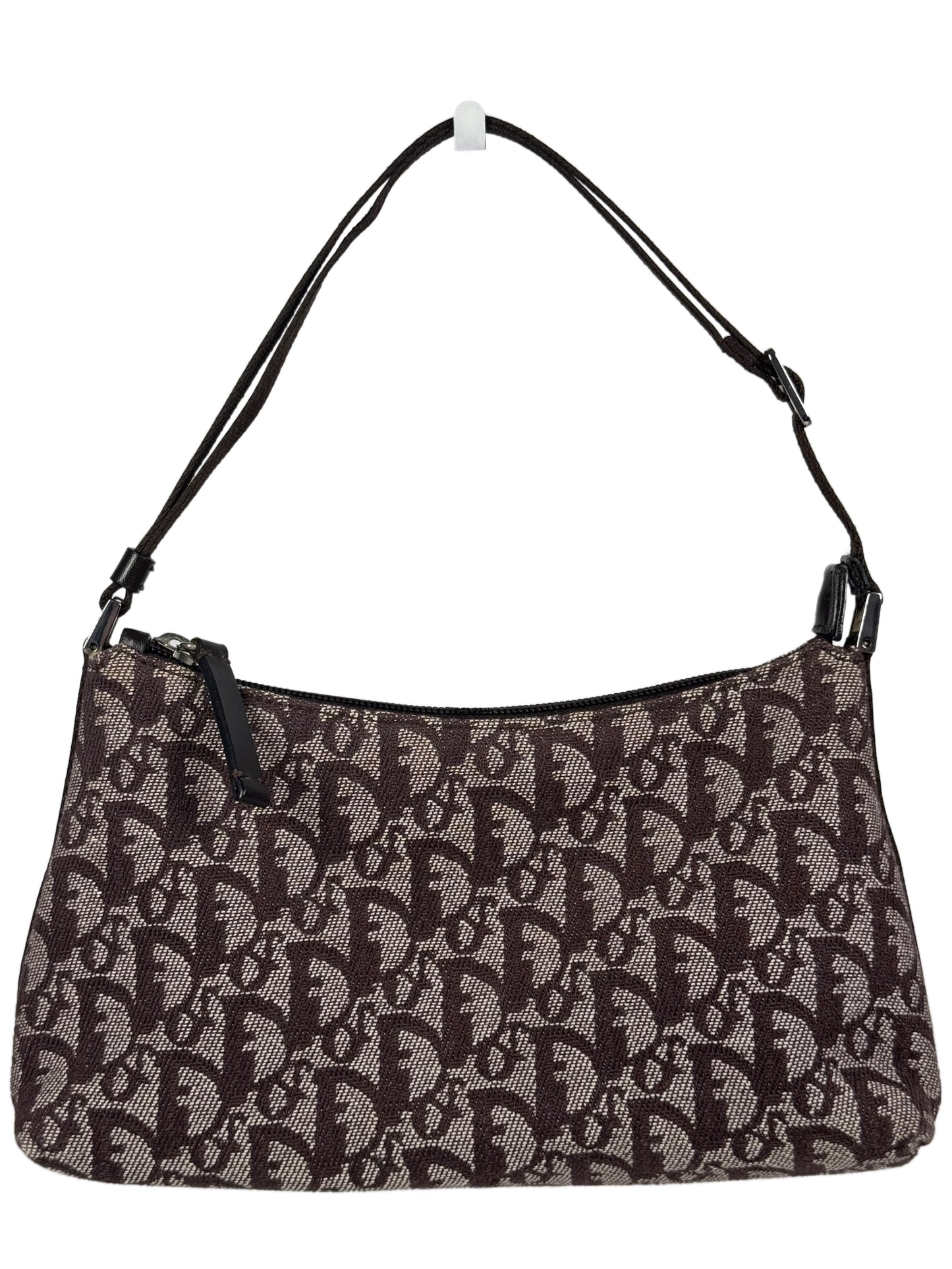 Dior Vintage 2002 Brown Trotter Diorissimo Monogram Canvas Mini Pochette Shoulder Bag