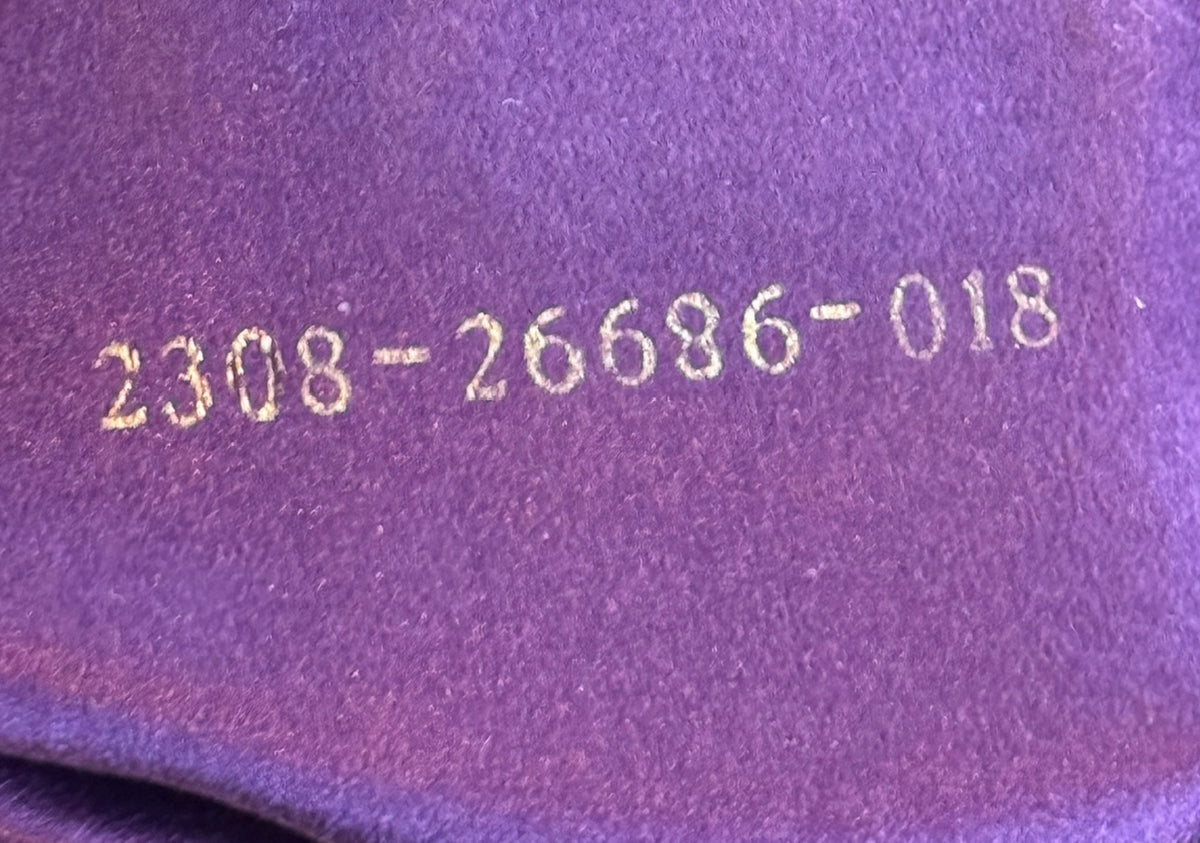 Fendi Vintage Brown Suede Hobo Bucket Shoulder Baguette Bag with Purple Glitter Logo
