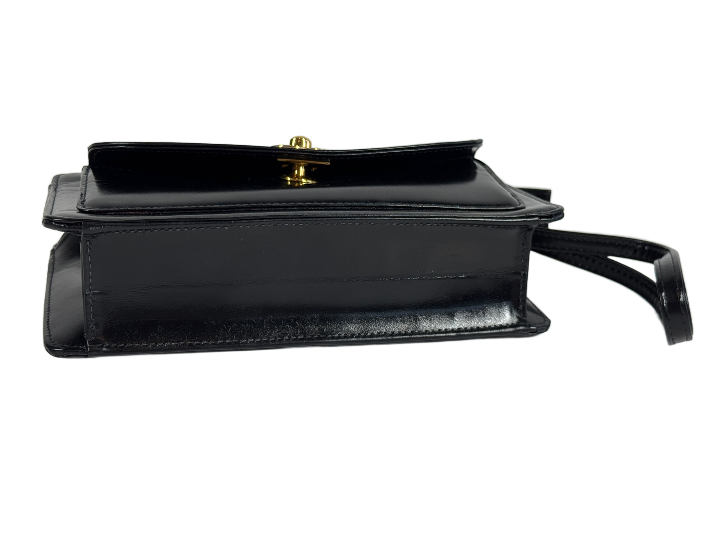Chanel Vintage 90s Black Patent Leather CC Turnlock Wristlet Clutch Bag