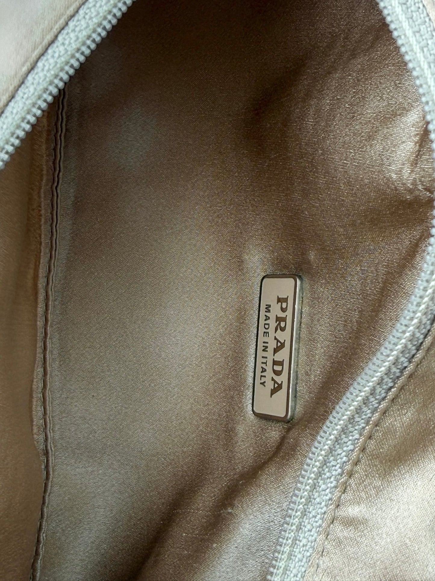 Prada Vintage Gold & Silver Metallic Sequin Satin Evening Shoulder Bag with Mirror