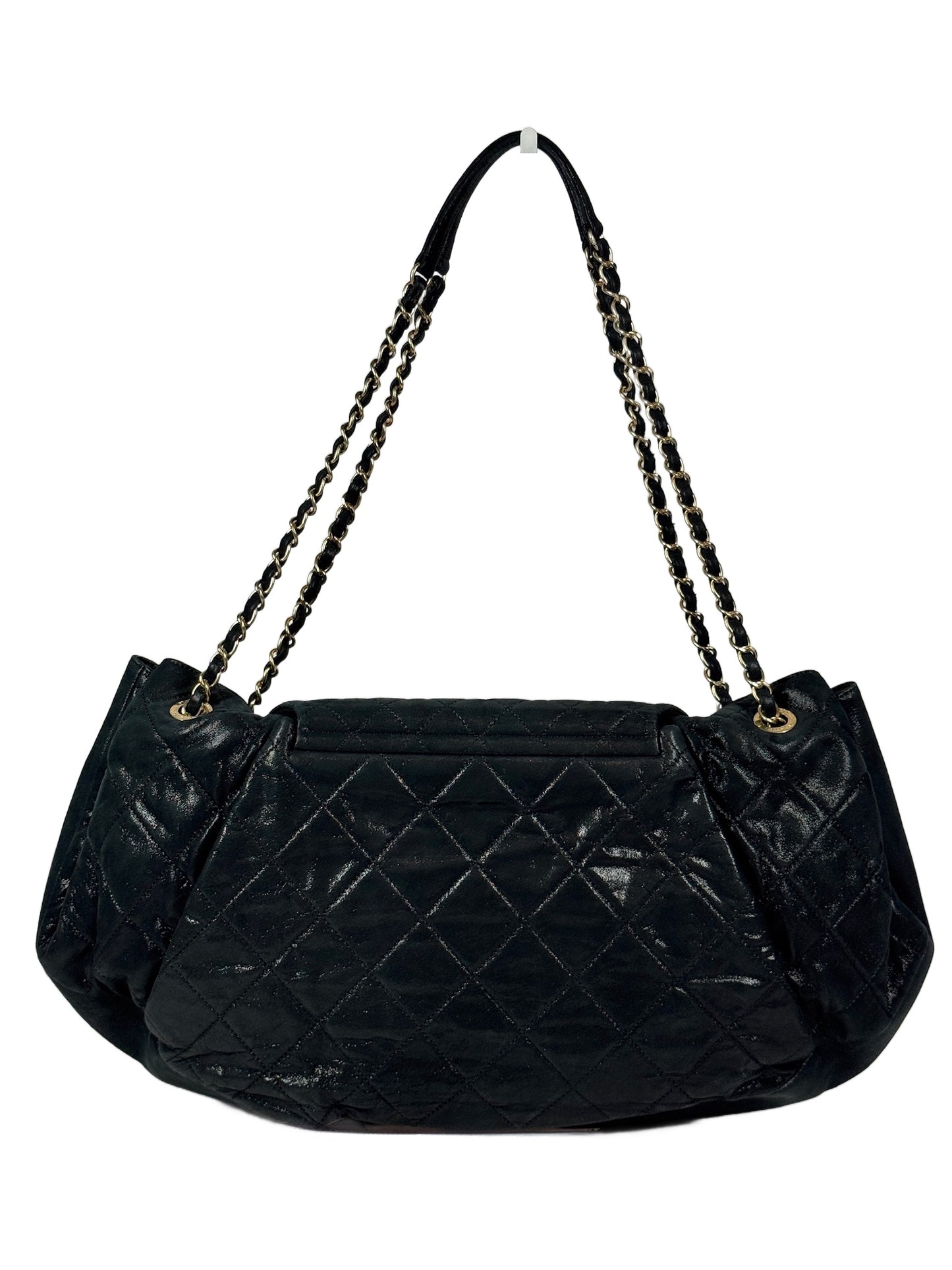 Chanel 2011 Iridescent Turquoise Crinkled Calfskin Quilted Accordion Shoulder Tote Bag