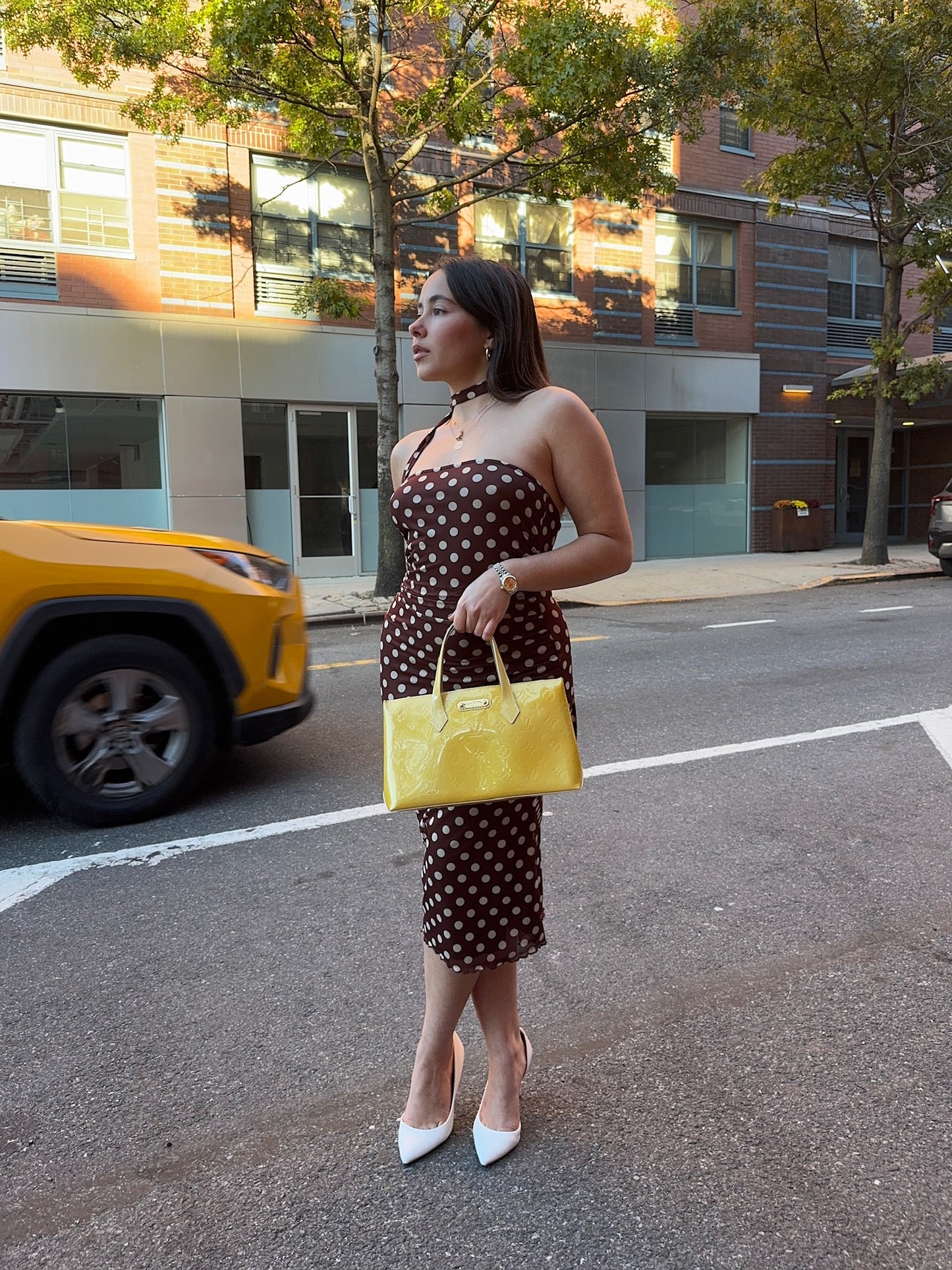 Louis Vuitton Vintage 2002 Yellow Vernis Monogram Wilshire PM Top Handle Bag