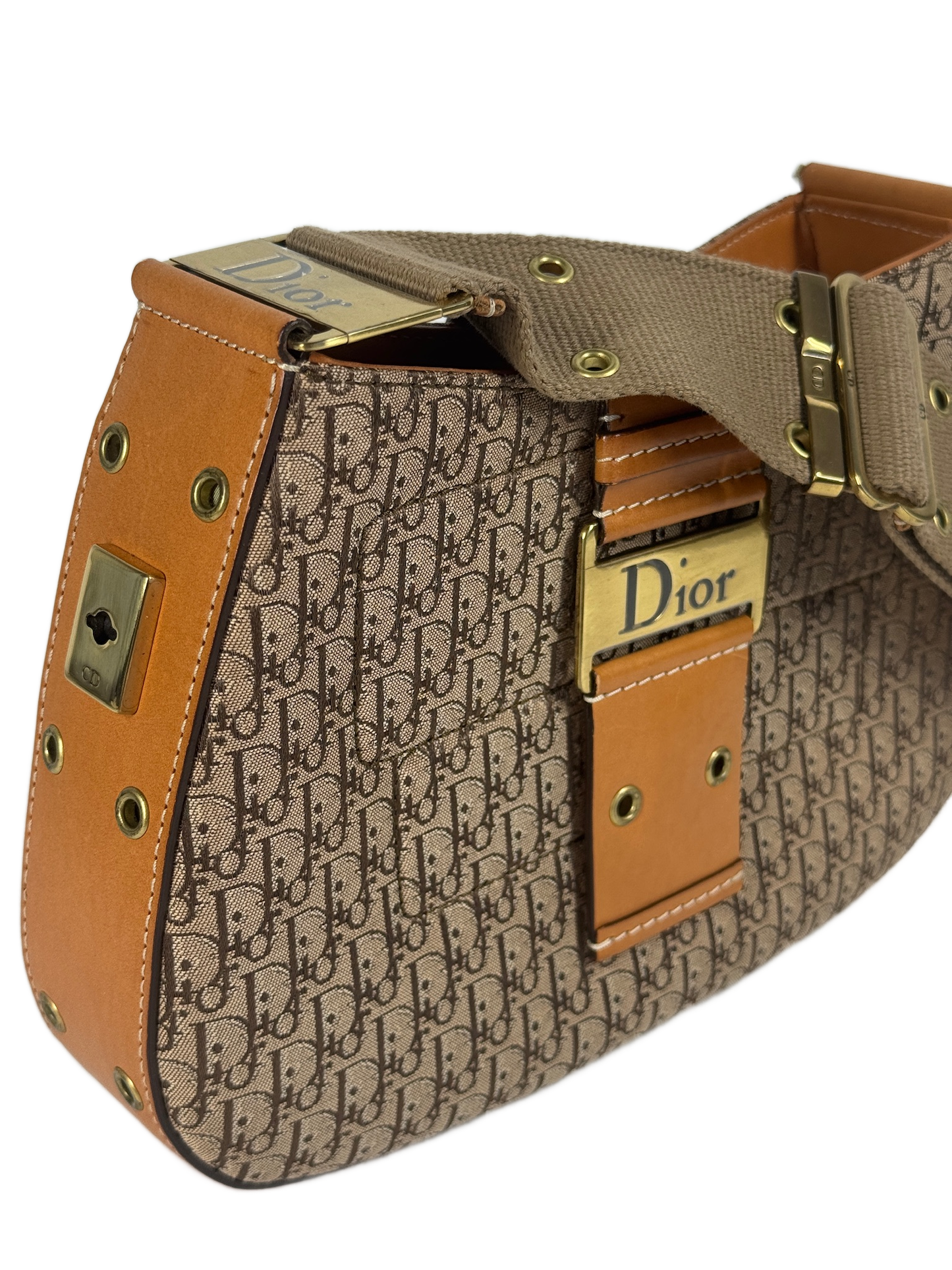 Dior Vintage 2002 Brown Trotter Diorissimo Monogram Canvas Columbus Street Chic Shoulder Bag
