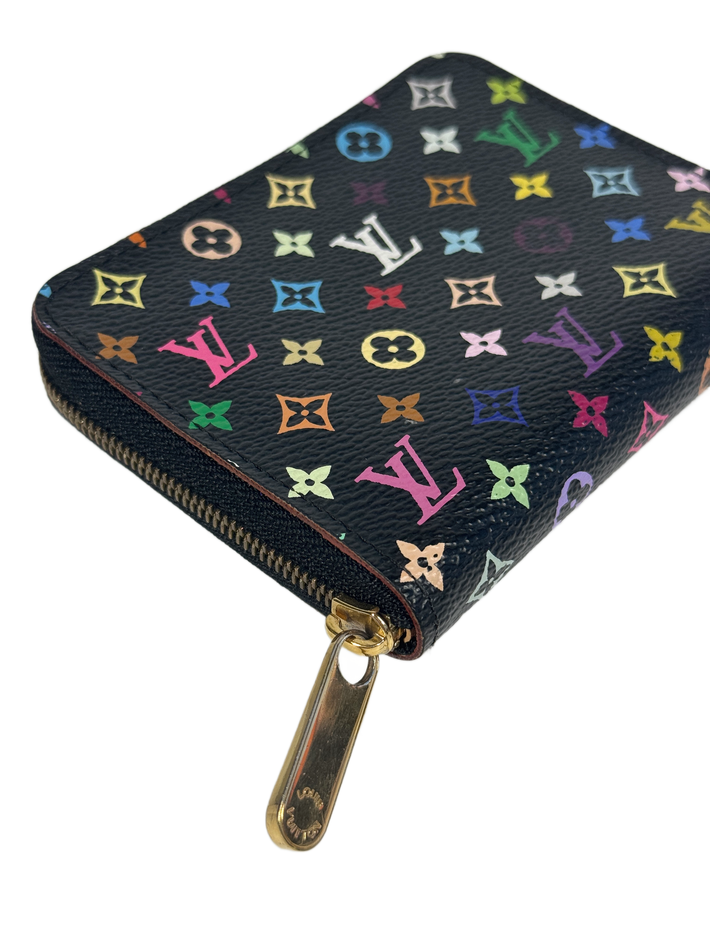 Louis Vuitton Vintage Multicolor Noir / Black Monogram Mini Zippy Coin Purse Card Holder Wallet