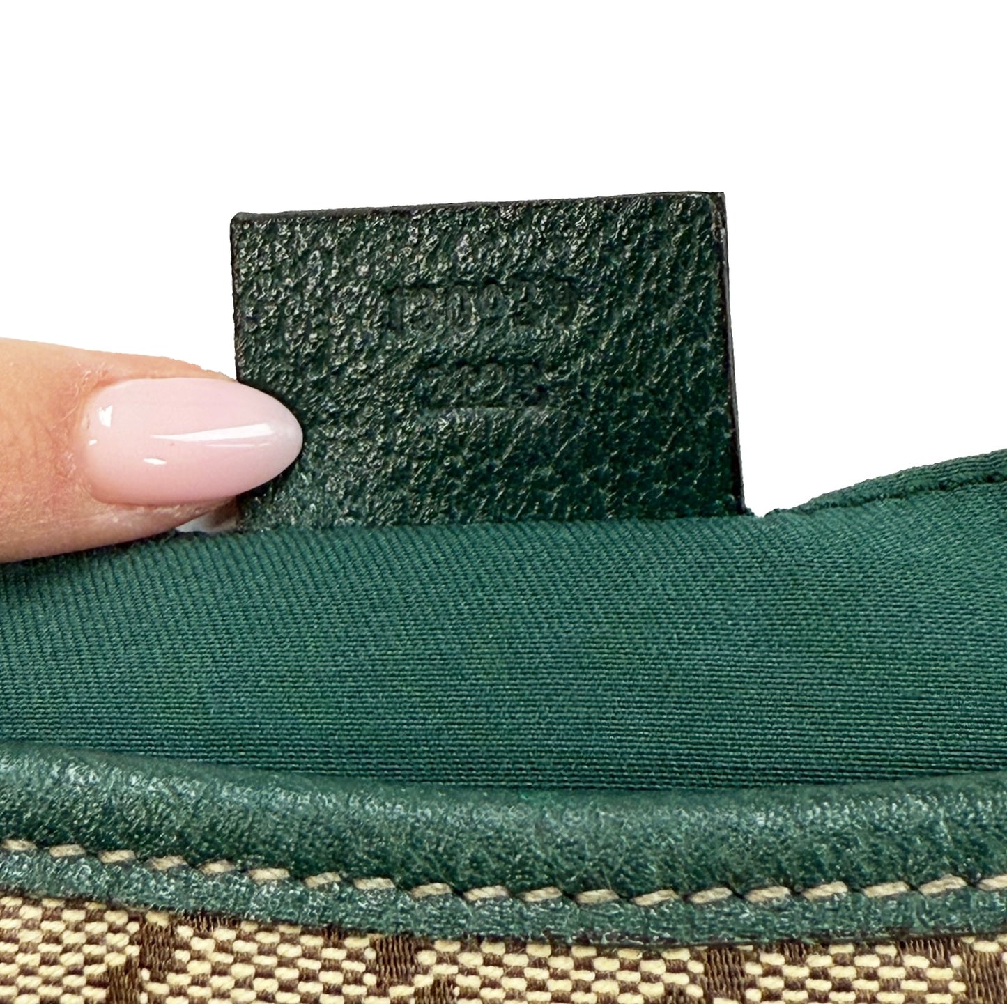 Gucci Brown GG Monogram Turquoise Leather Trim Abbey Pochette Shoulder Bag