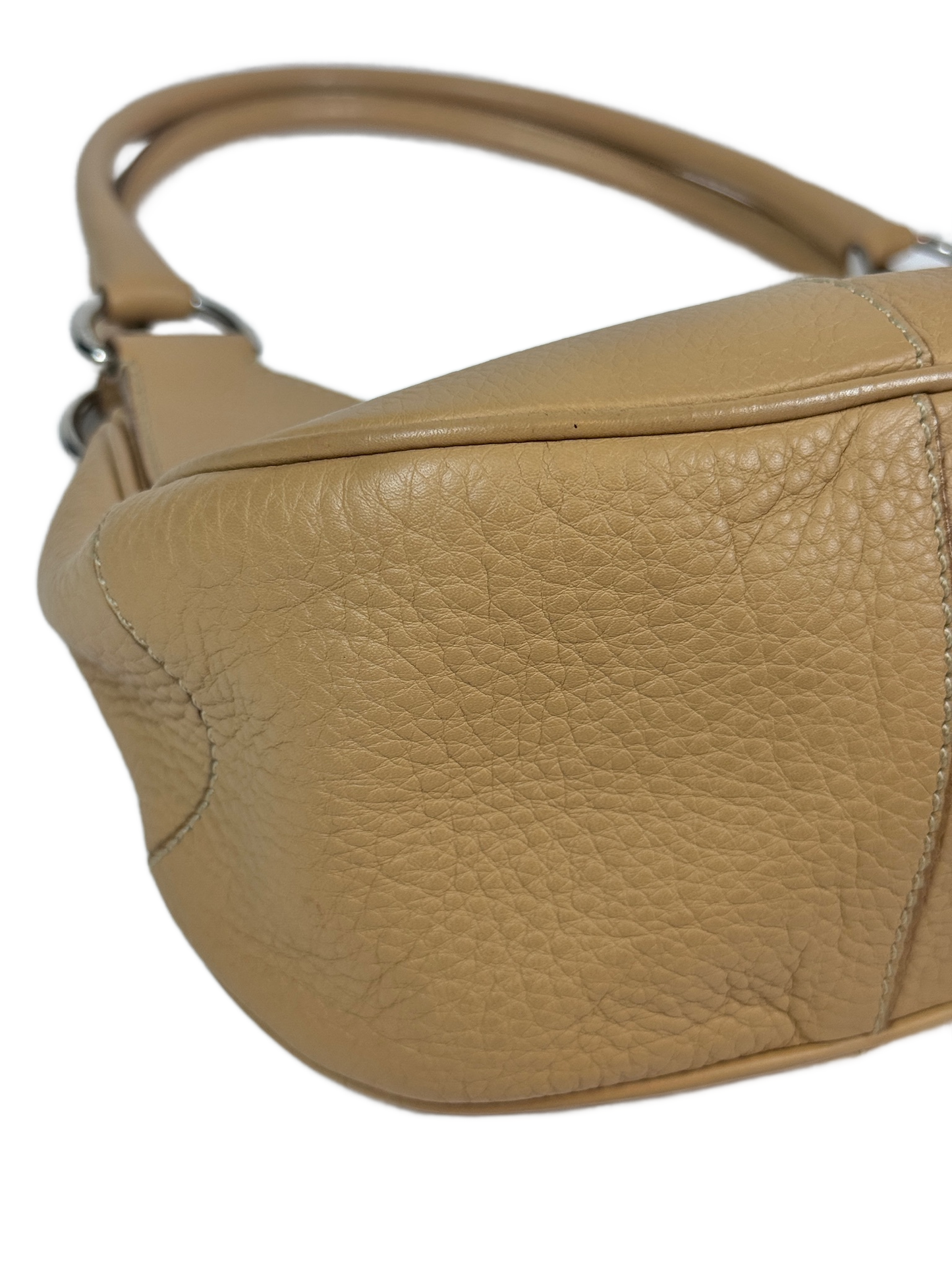 Prada Vintage Beige Pebbled Leather Small Shoulder Bag