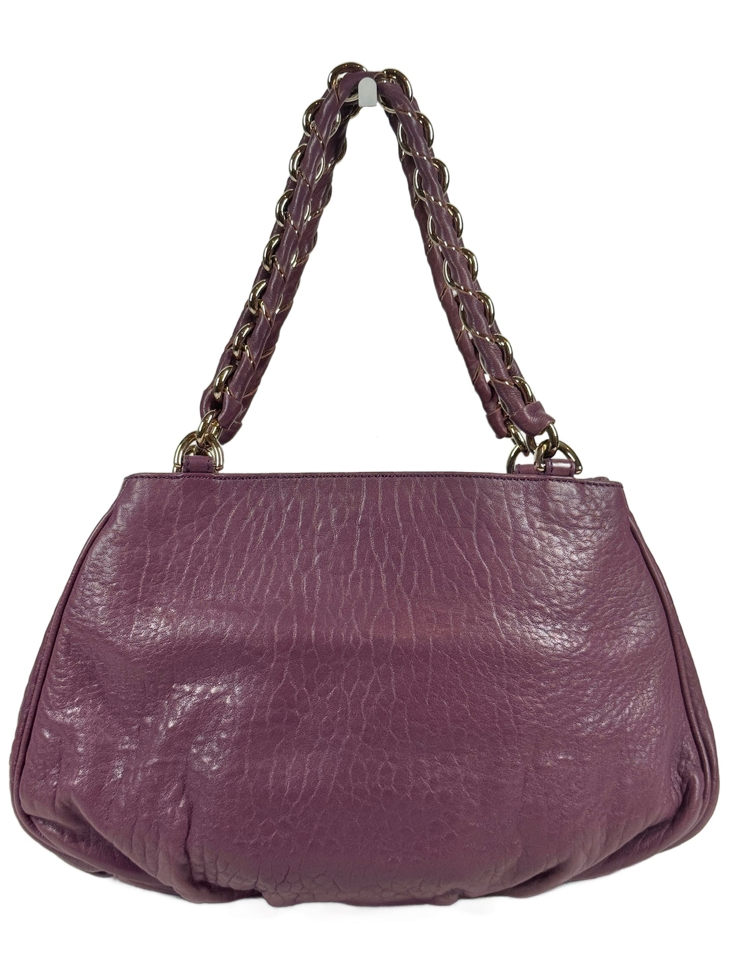 Fendi Purple Ruffled Leather Mia Shoulder Tote Bag