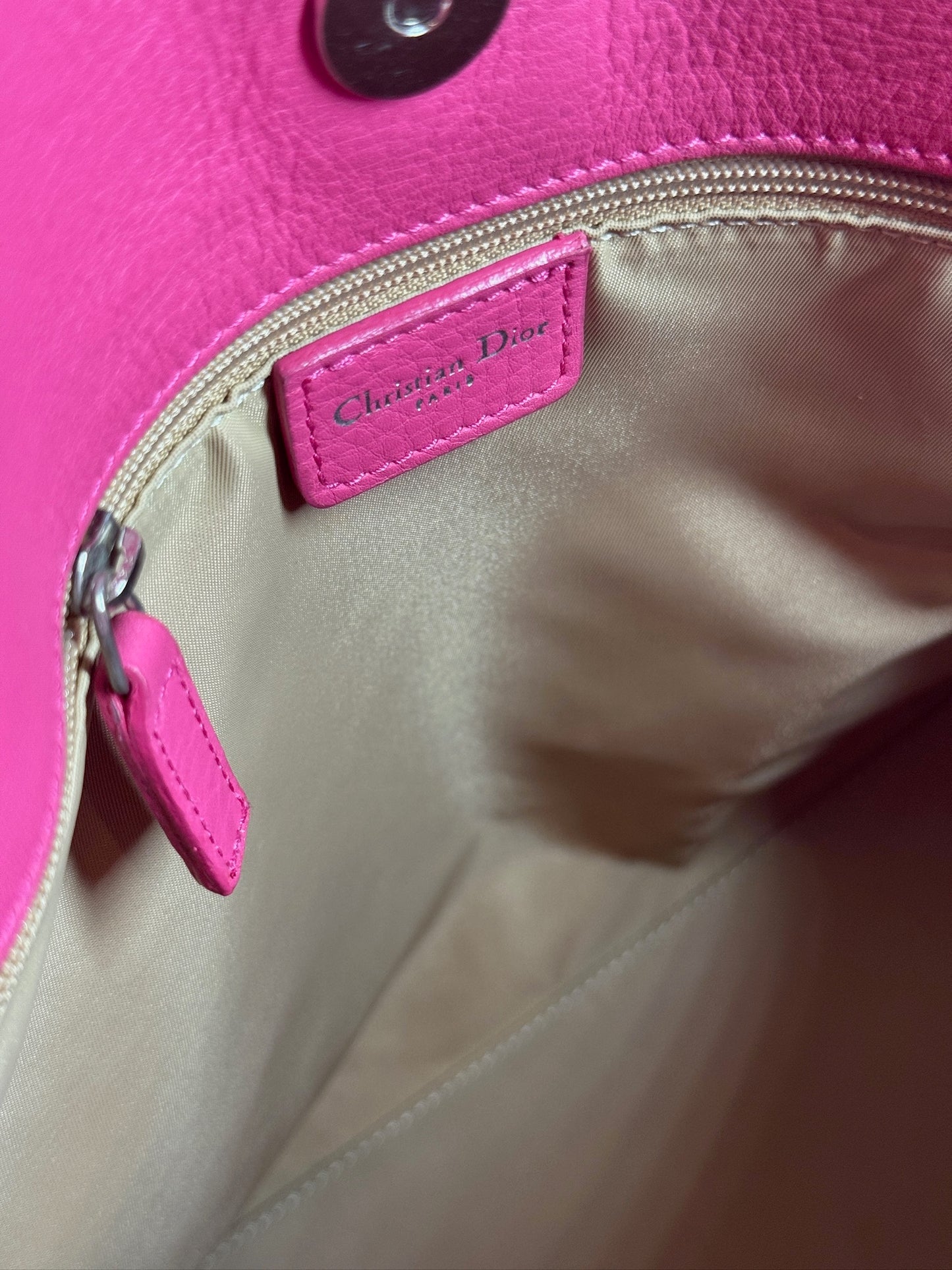 Dior Vintage Diorissimo Brown Monogram Canvas Street Chic Pink Leather Trim Shoulder Bag
