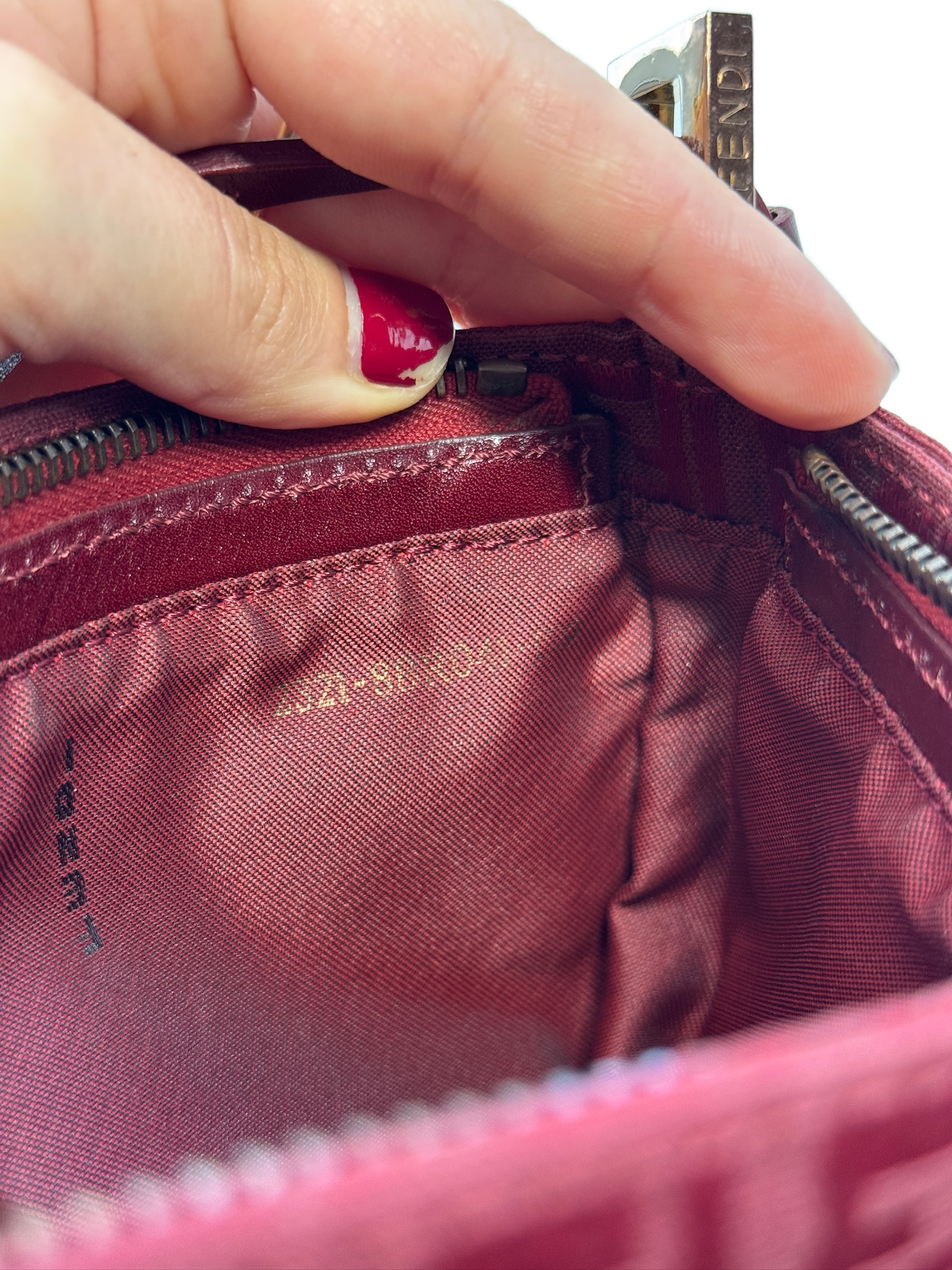 Fendi Vintage Red Zucca Monogram Mini Pochette Bag