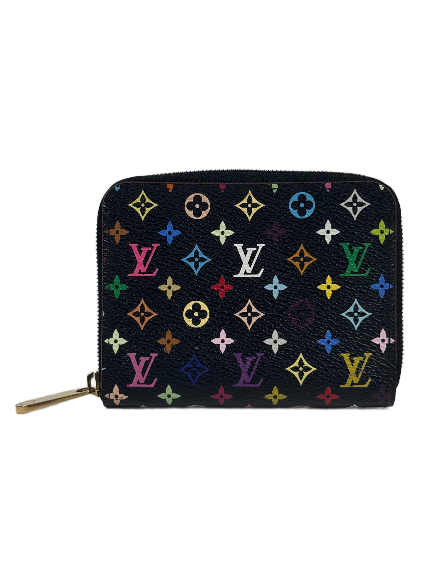 Louis Vuitton Vintage Multicolor Noir / Black Monogram Mini Zippy Coin Purse Card Holder Wallet