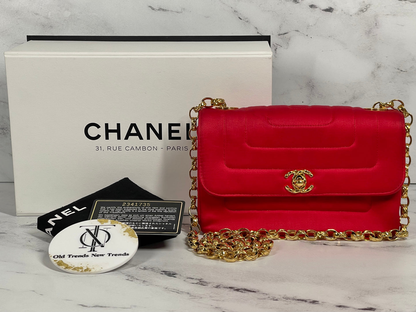 Chanel Vintage 2 Series Red Satin Classic Mini Flap Bag w Bijoux Chain w 24K GPHW