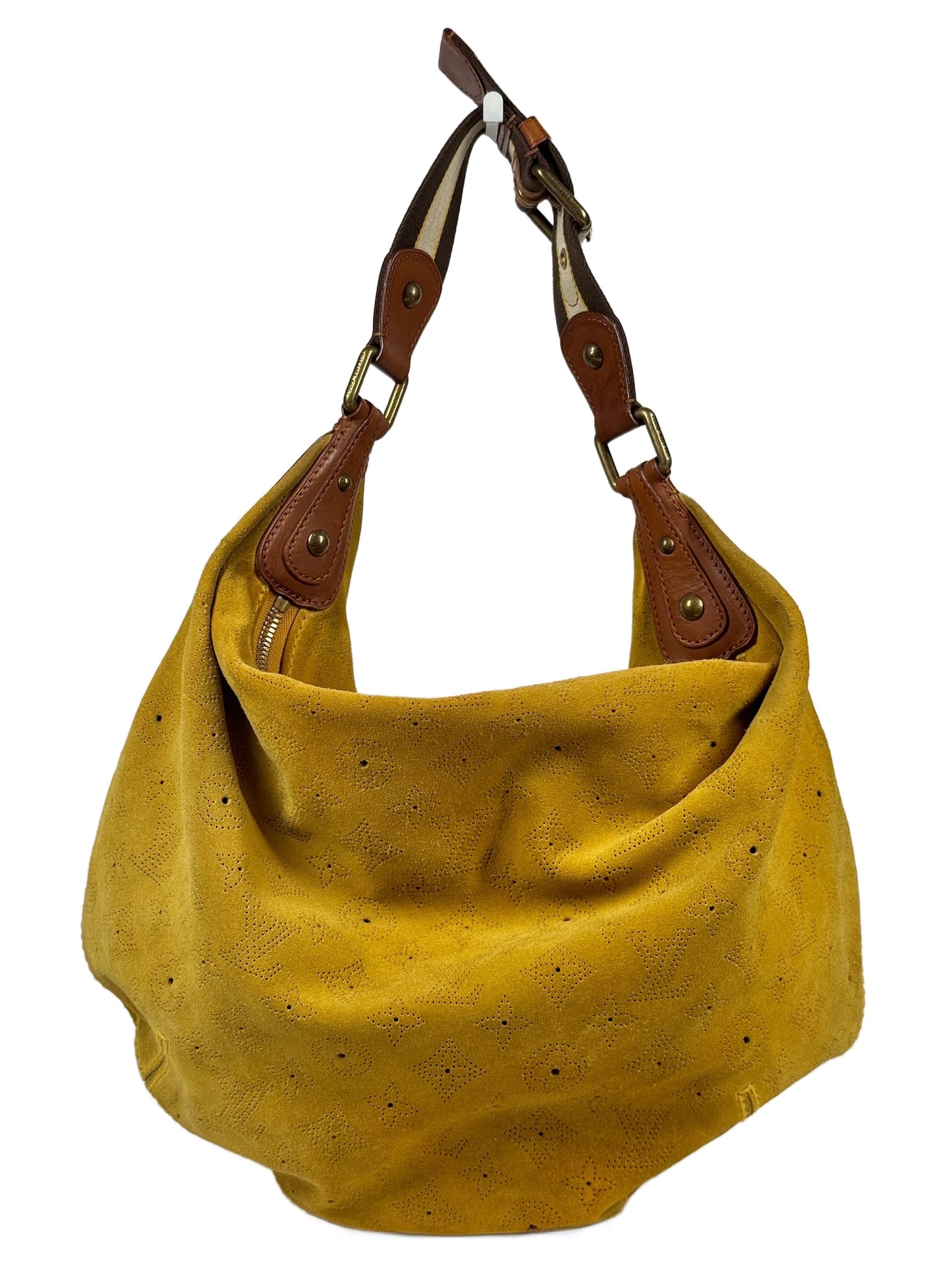Louis Vuitton Vintage 2006 Maize Yellow Suede Mahina Monogram Onatah GM Shoulder Hobo Bag