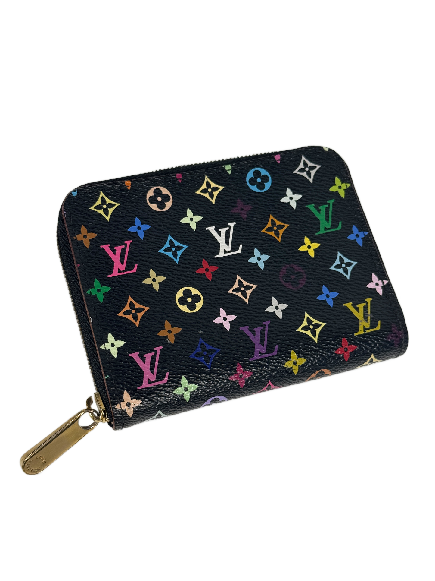 Louis Vuitton Vintage Multicolor Noir / Black Monogram Mini Zippy Coin Purse Card Holder Wallet