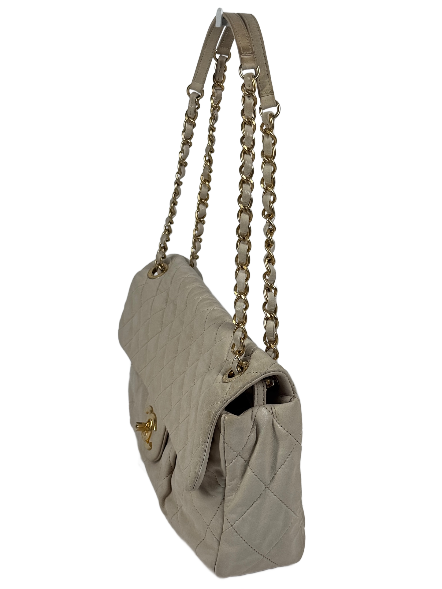 Chanel Iridescent Ivory Quilted Calfskin Large Chic Flap Shoulder Bag