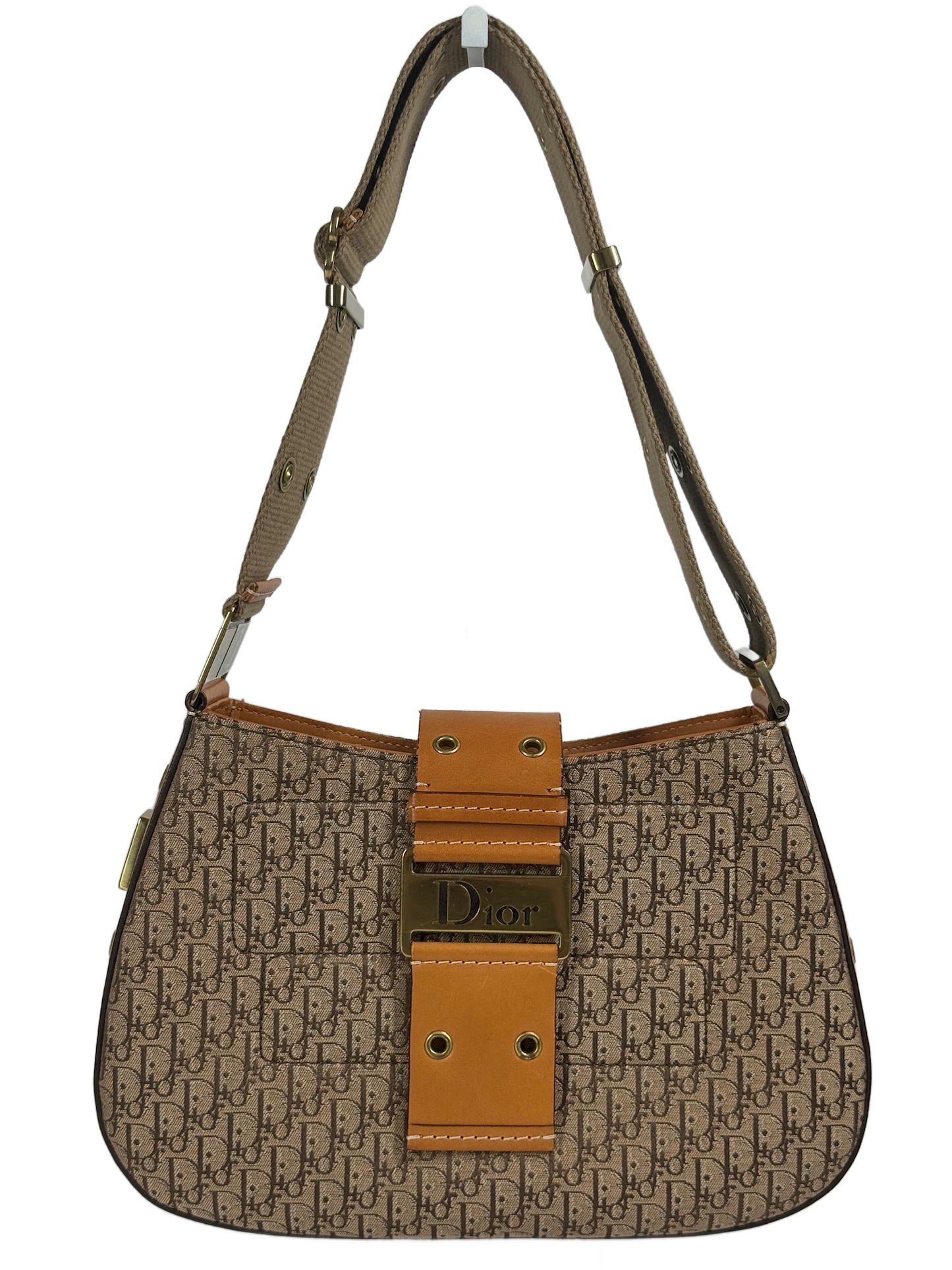 Dior Vintage 2002 Brown Trotter Diorissimo Monogram Canvas Columbus Street Chic Shoulder Bag