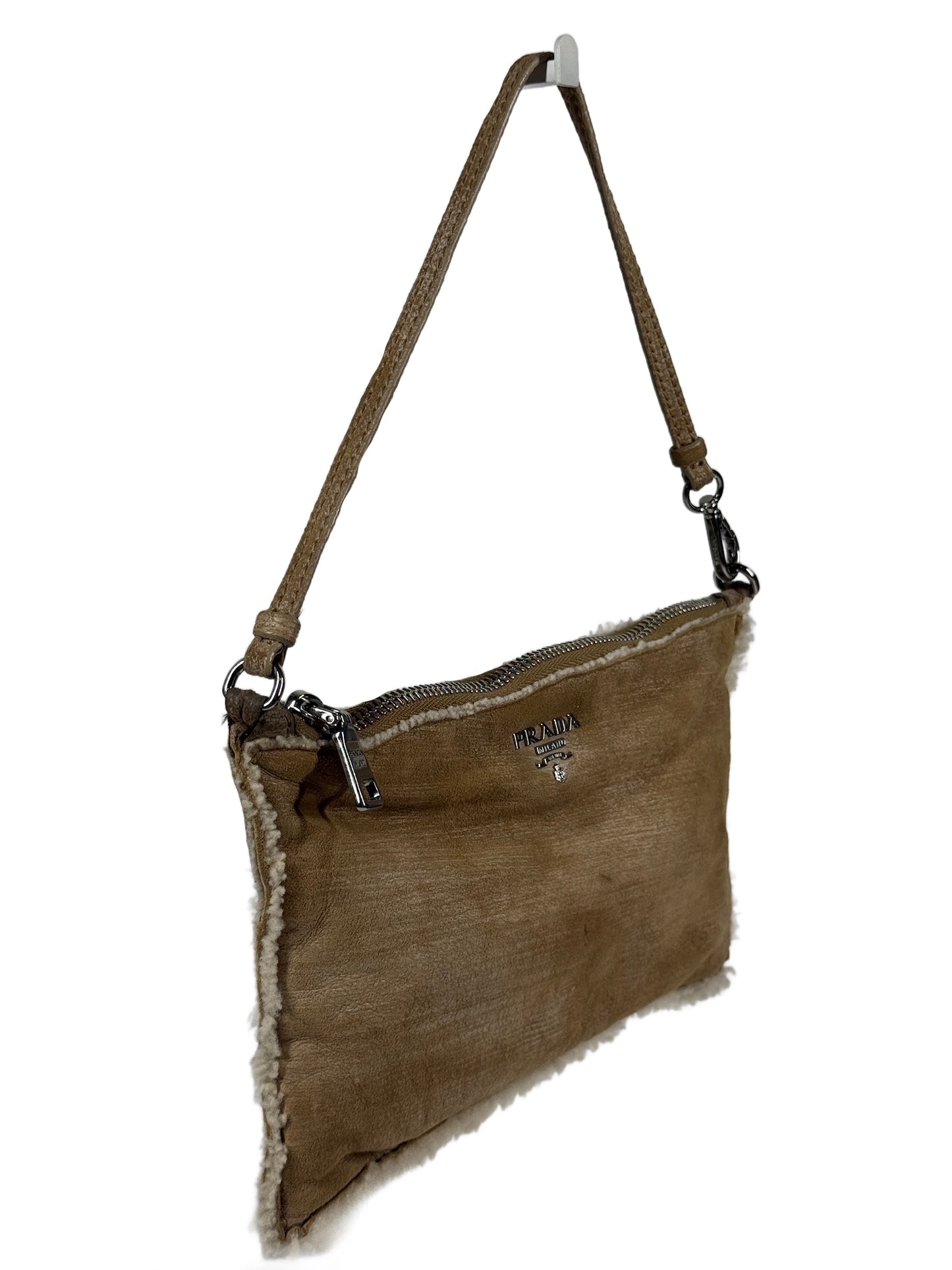 Prada Vintage Beige Sherpa Mini Pochette Bag