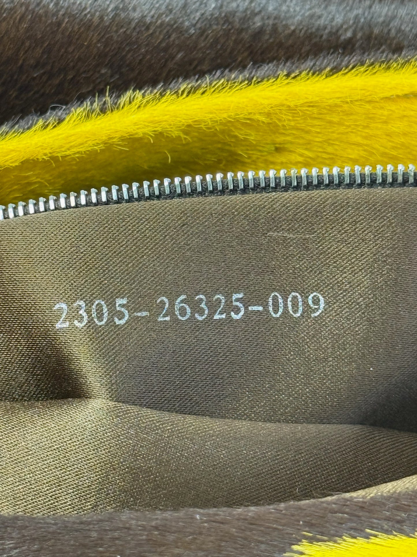 Fendi Vintage Yellow & Brown Cow Print Pony Hair Mamma Baguette Shoulder Bag