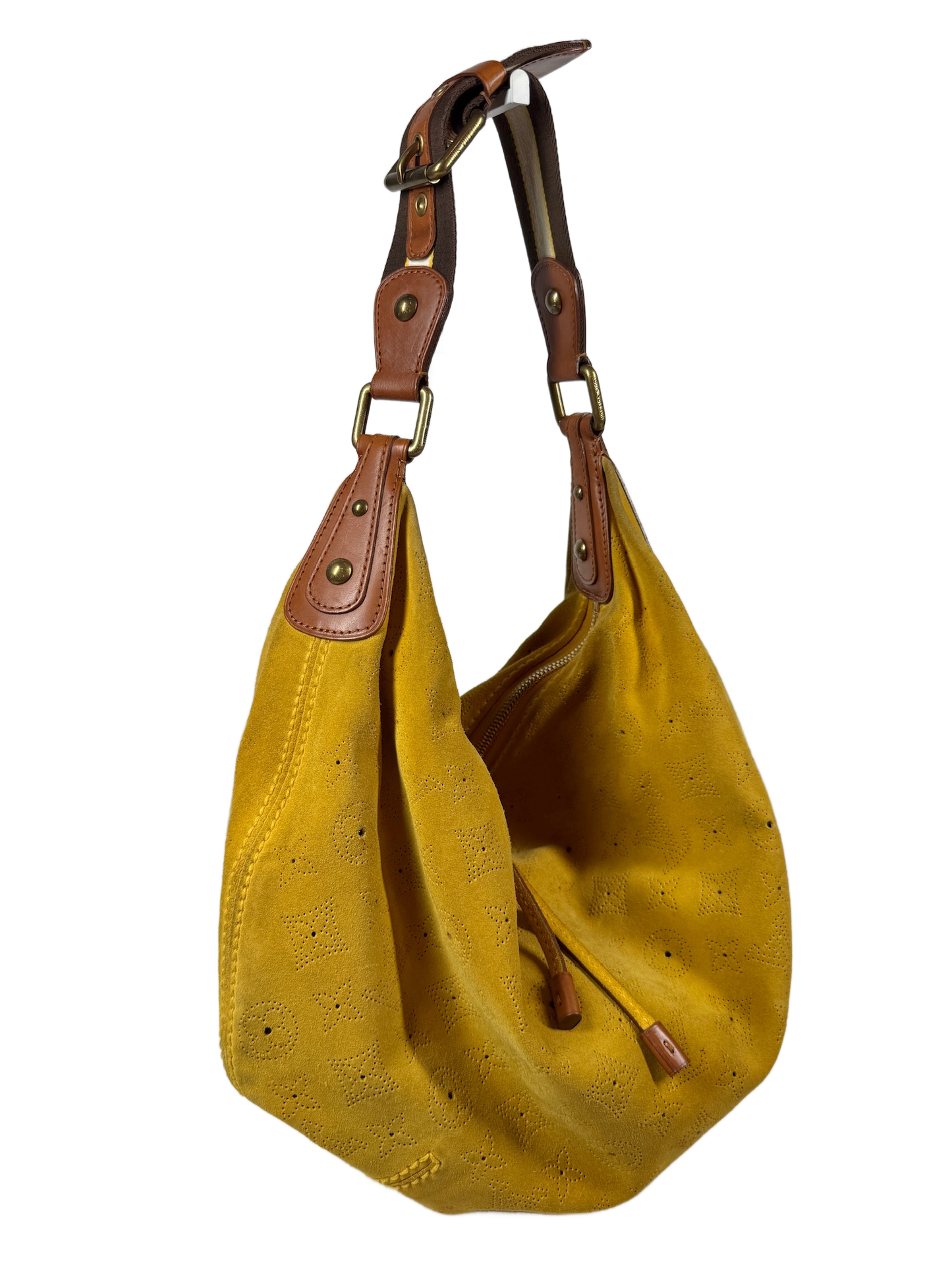 Louis Vuitton Vintage 2006 Maize Yellow Suede Mahina Monogram Onatah GM Shoulder Hobo Bag