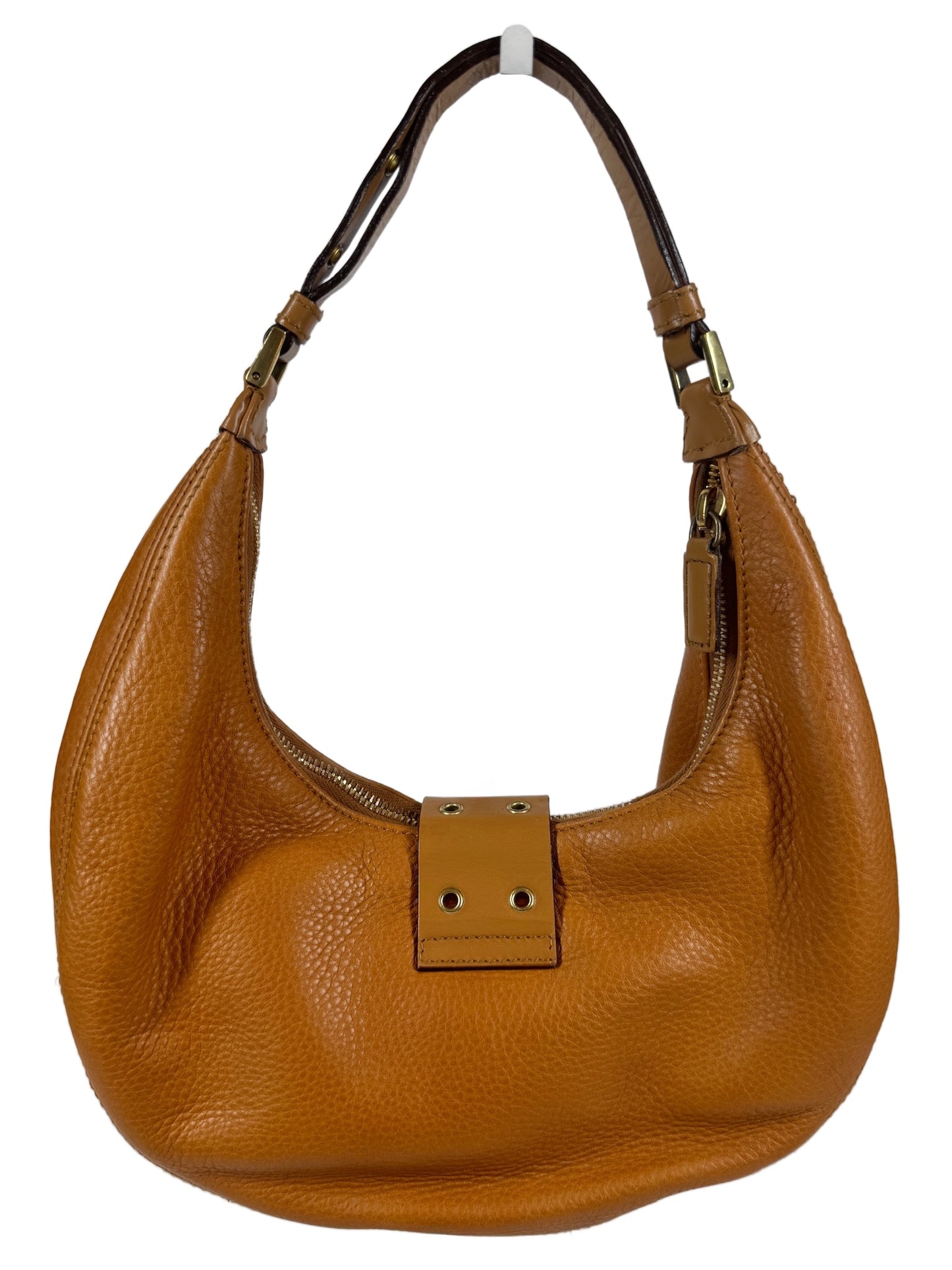 Dior Vintage 2004 Camel Brown Leather Street Chic Mini Hobo Shoulder Pochette Bag