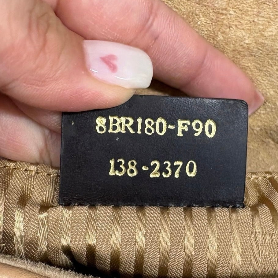 Fendi Vintage Beige Woven Chevron Raffia Marble Logo Mini Mamma Shoulder Baguette Bag