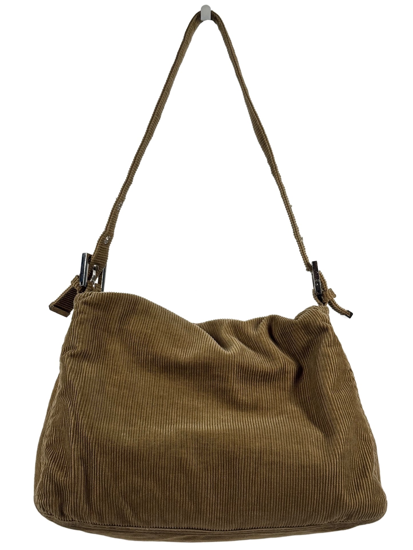 Fendi Vintage Beige Corduroy Mamma Baguette Shoulder Bag