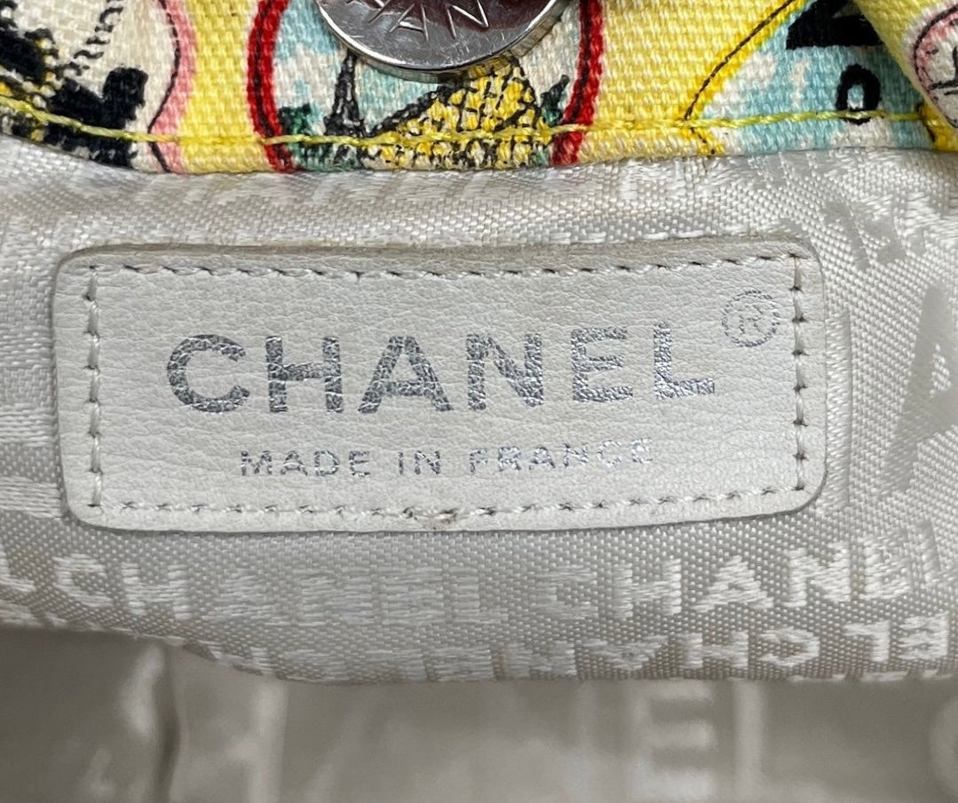 Chanel Vintage 2006 Yellow Valentine Heart Motif Canvas CC Charm Small Pochette Bag