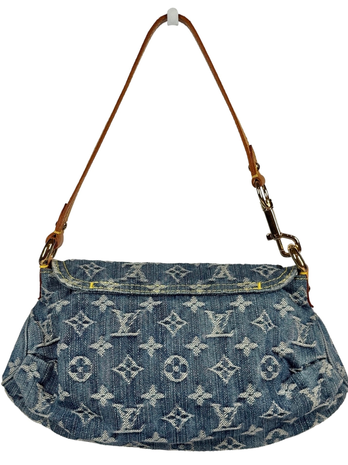Louis Vuitton Vintage 2006 Blue Denim Monogram Mini Pleaty Pochette Shoulder Bag
