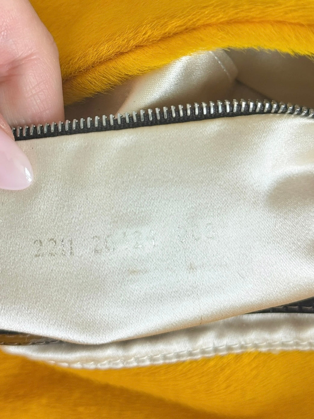 Fendi Vintage Yellow Cow Print Pony Hair Shoulder Baguette Bag